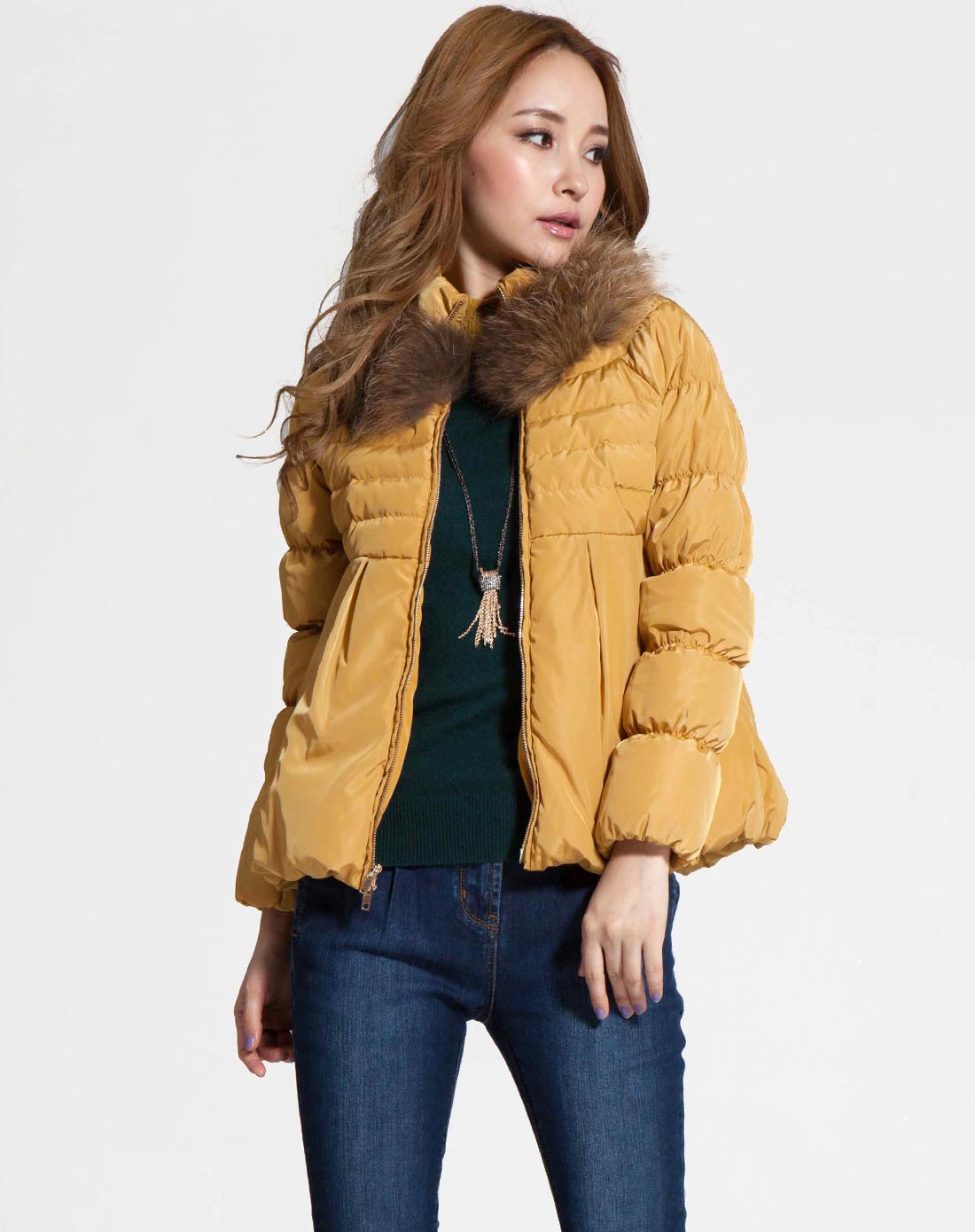 丽莎·丽莎女黄色羽绒服134112116_唯品会