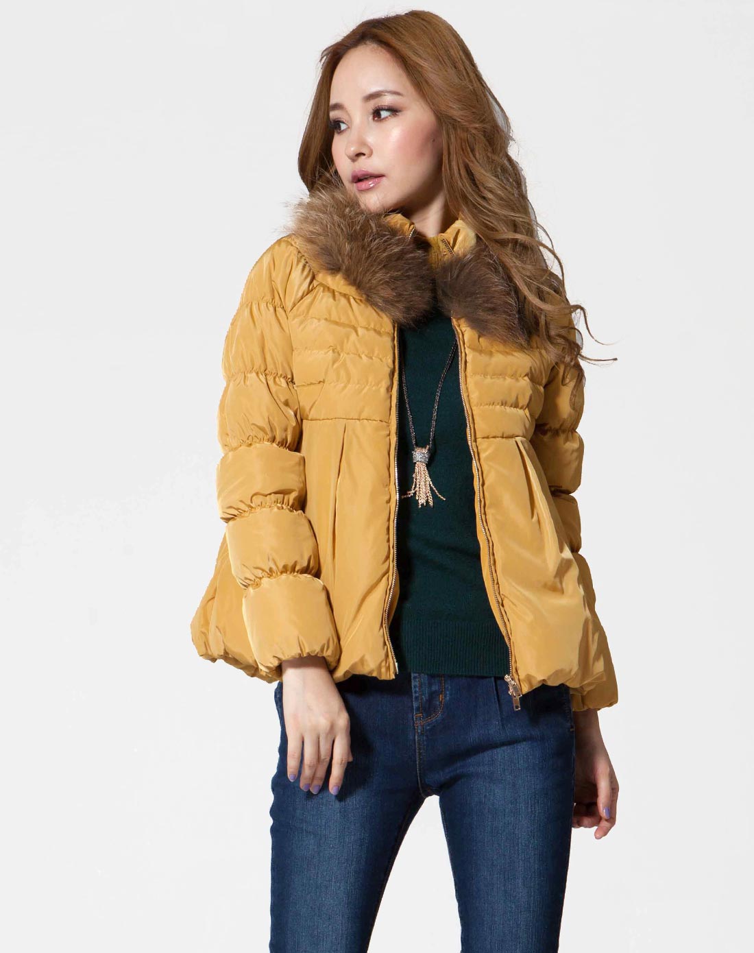 丽莎·丽莎女黄色羽绒服134112116_唯品会