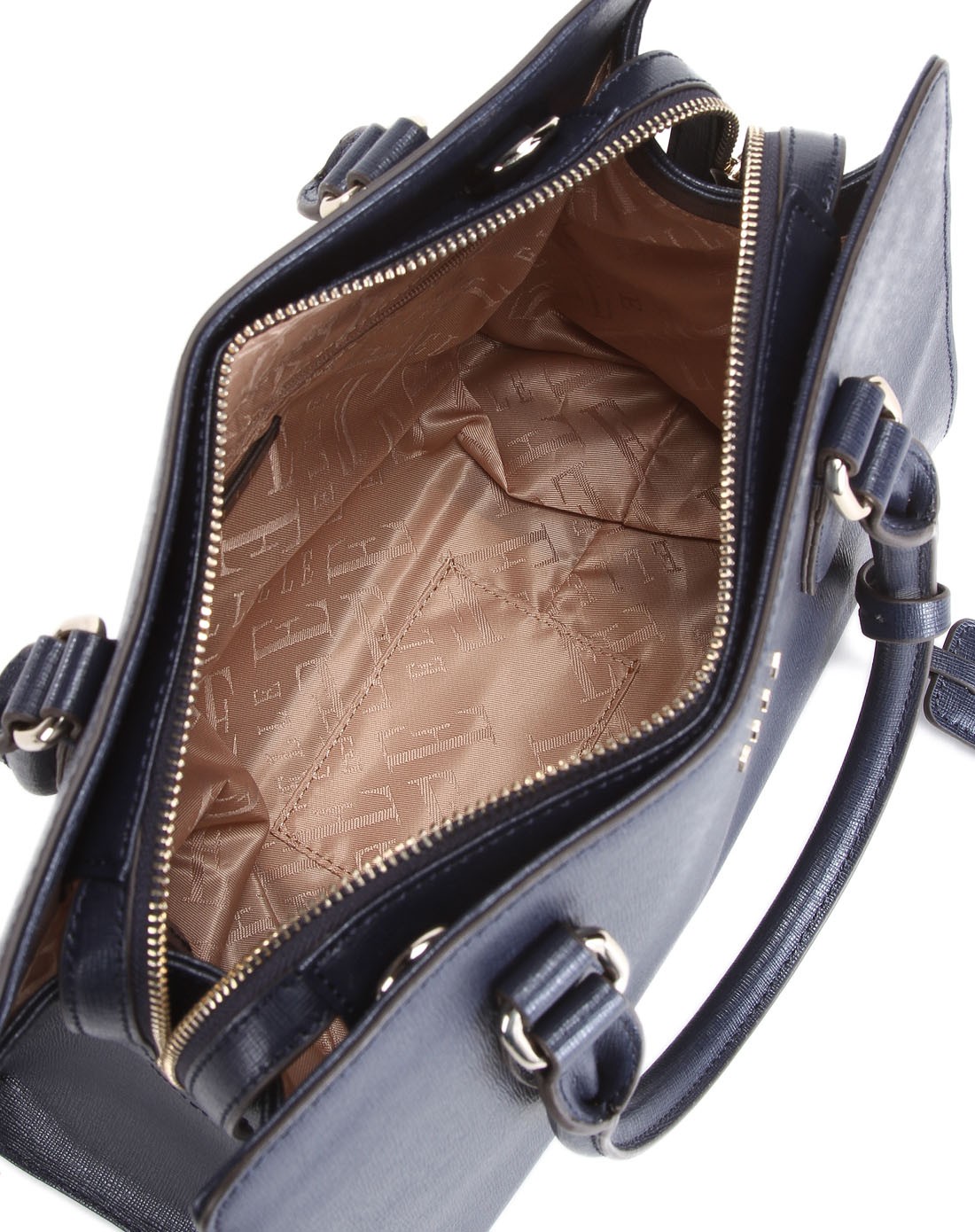 elle十字纹牛皮手提包