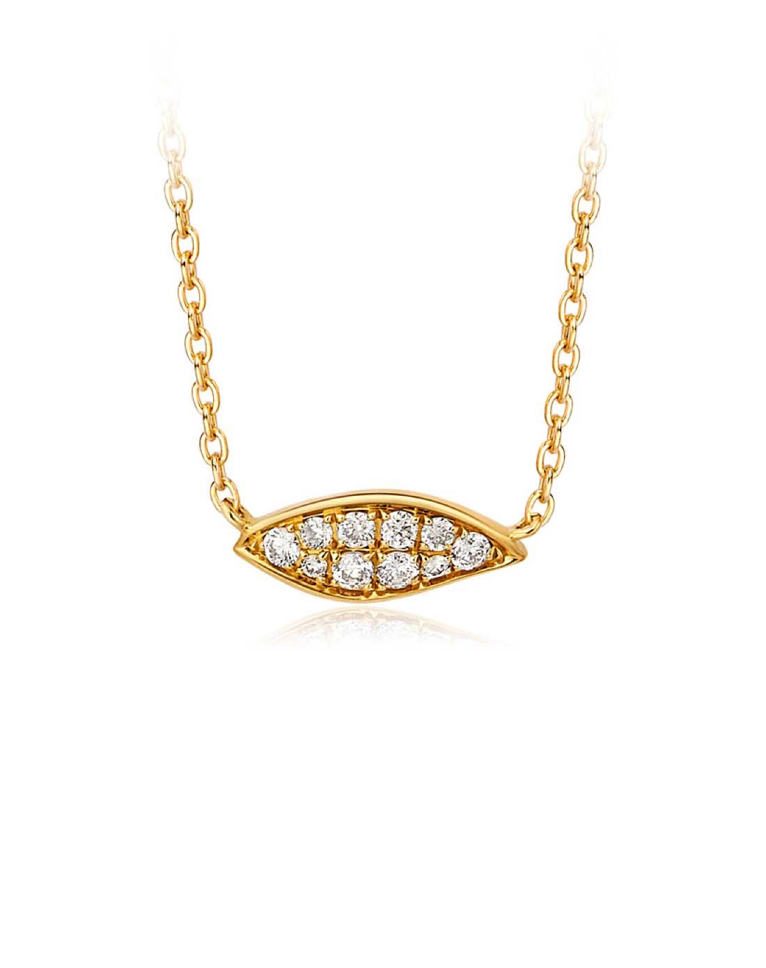 fashion jewelry橄榄叶10k金钻石项链