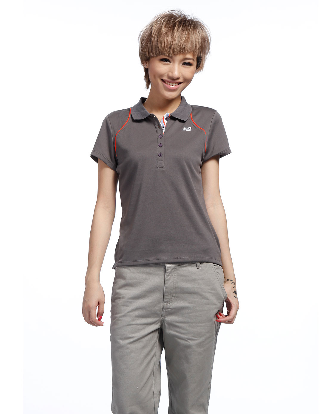 新百伦new balance 女款黑褐色短袖polo衫