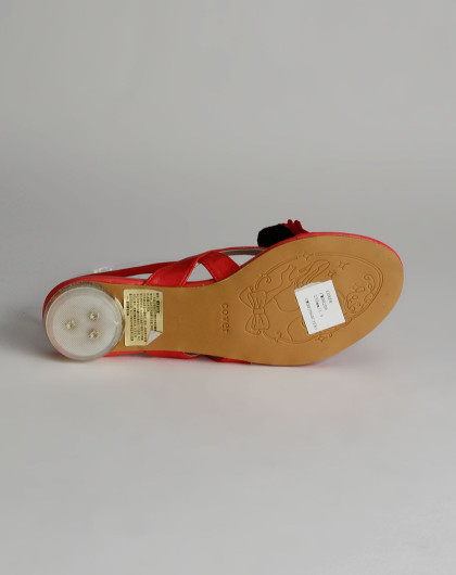 卡文cover m10玫红色打光软羊皮凉鞋