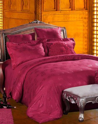 lehome 大提花四件套 天长地久 红色 1.8m床