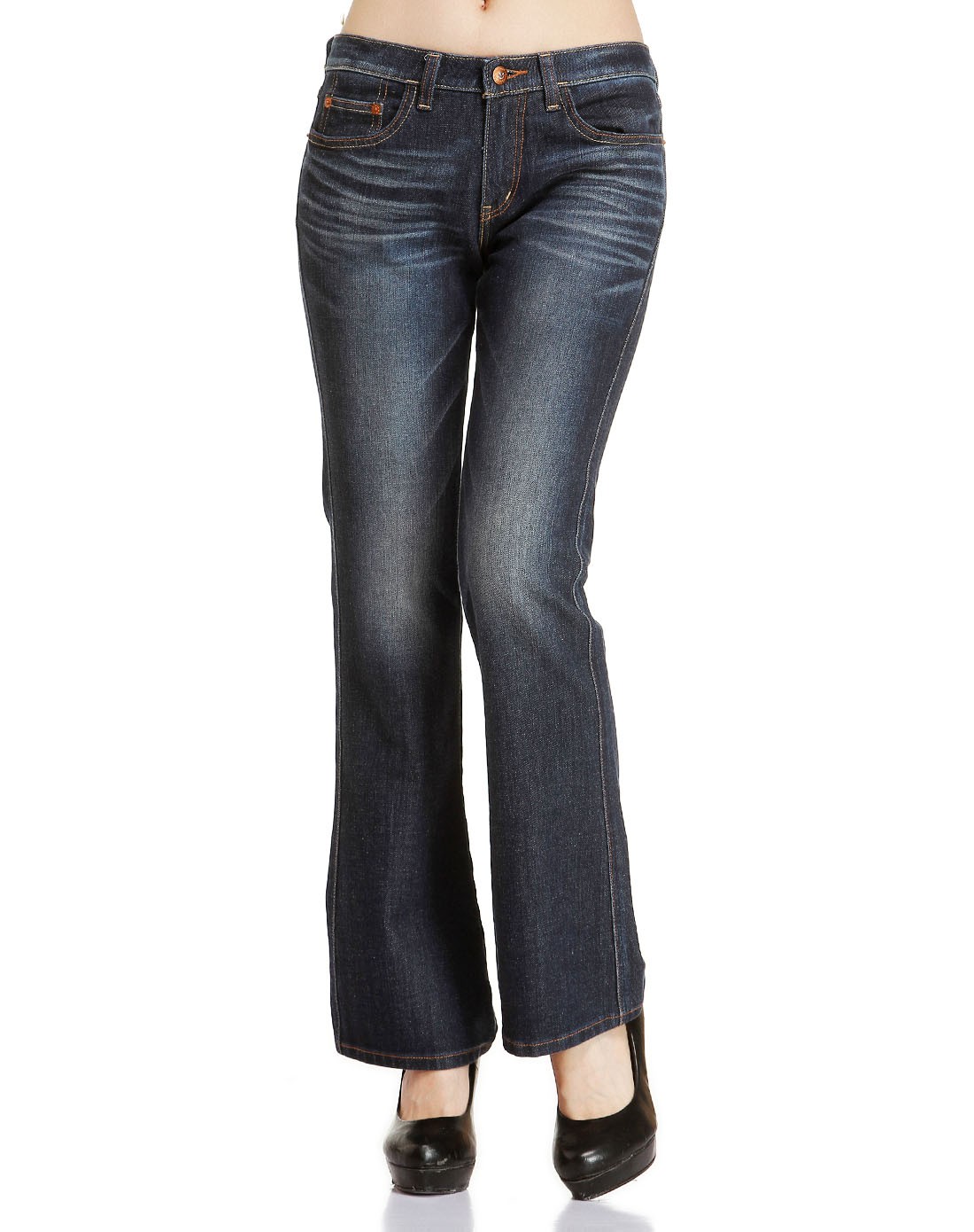 texwood男女装女款时尚中腰牛仔长裤9208308anv0_唯品会