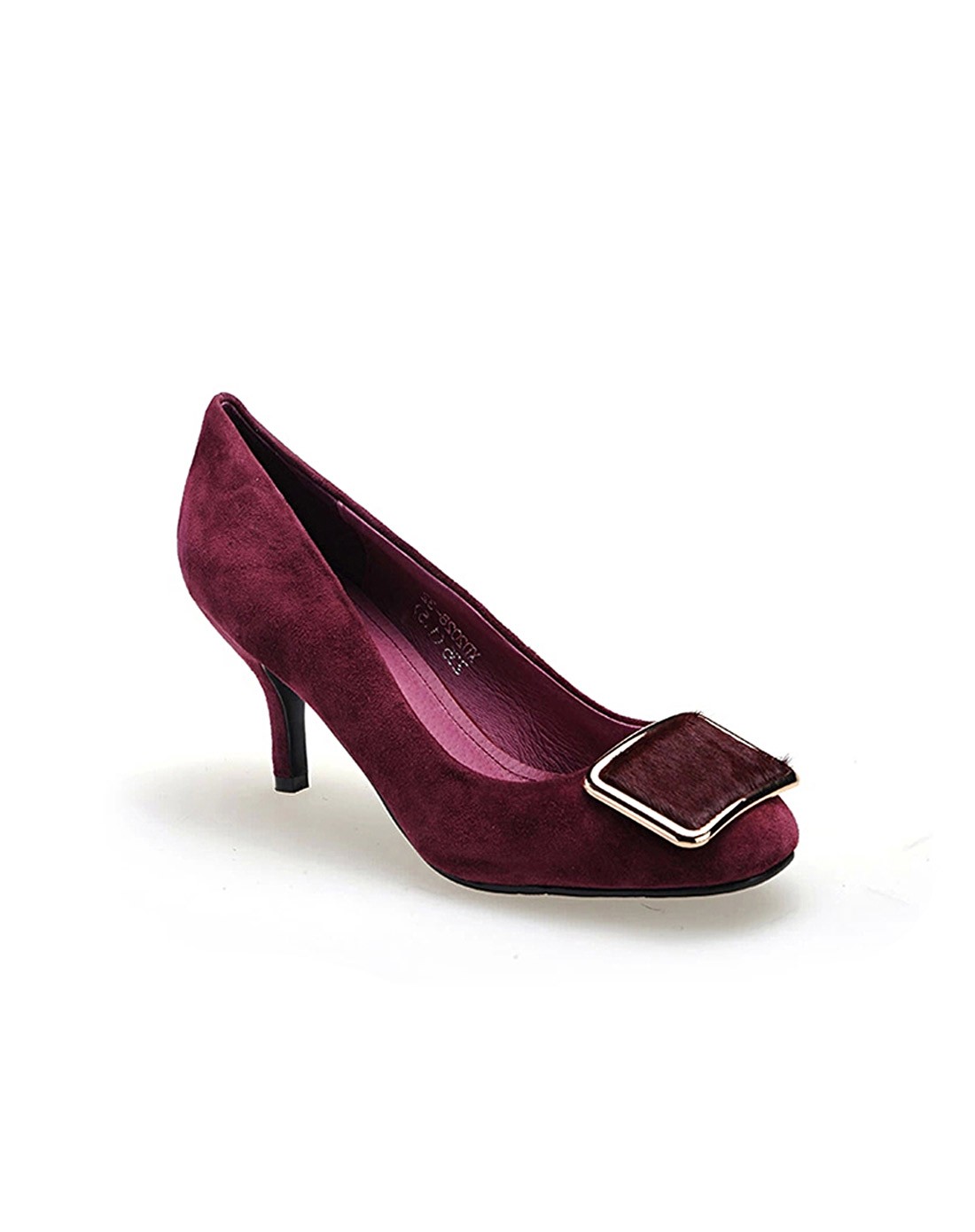 麦露迪melodie女鞋专场-14年专柜同款酒红金属扣磨砂皮真皮女鞋