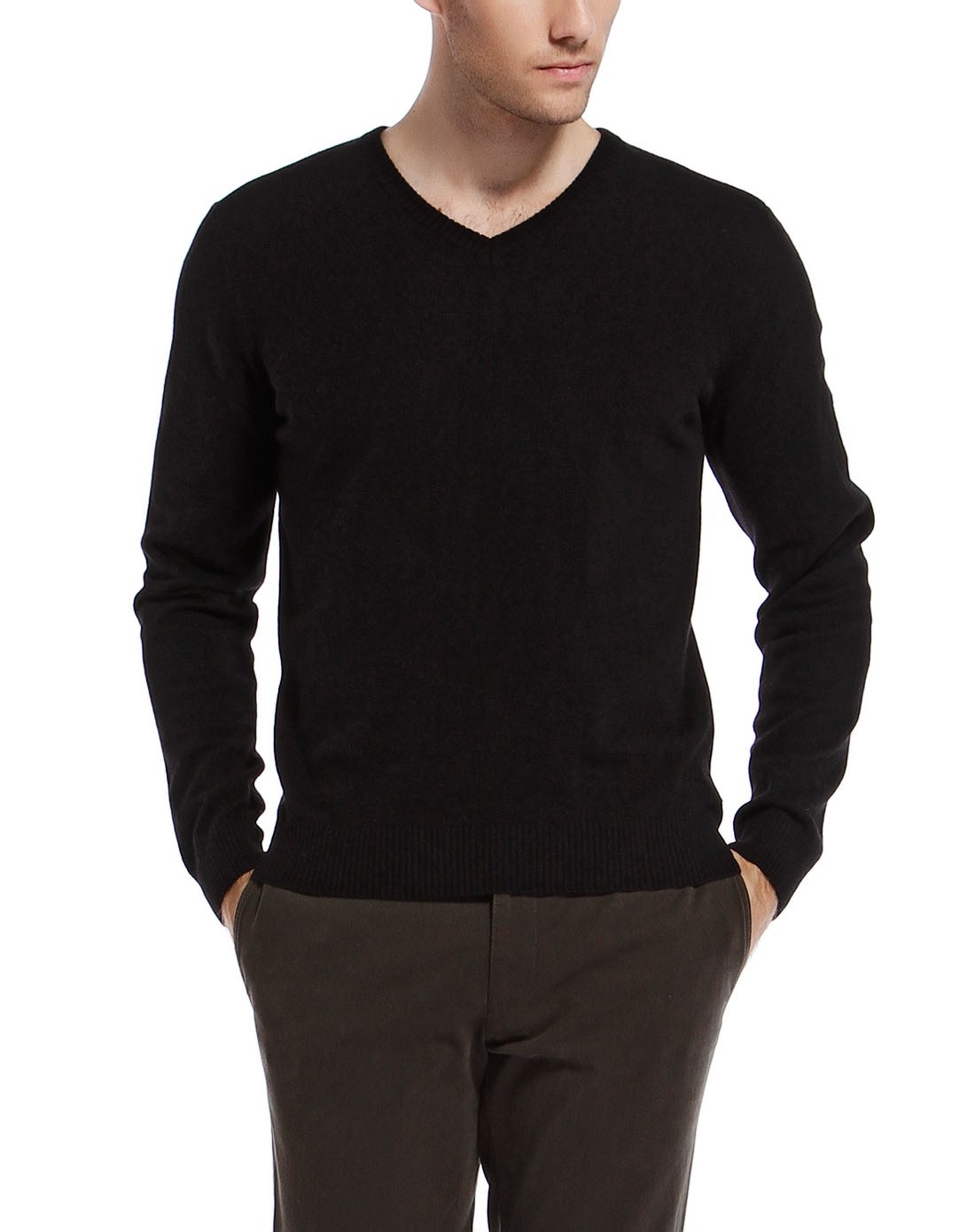 hugo boss男装专场-boss黑色百搭100%山羊绒长袖针织衫