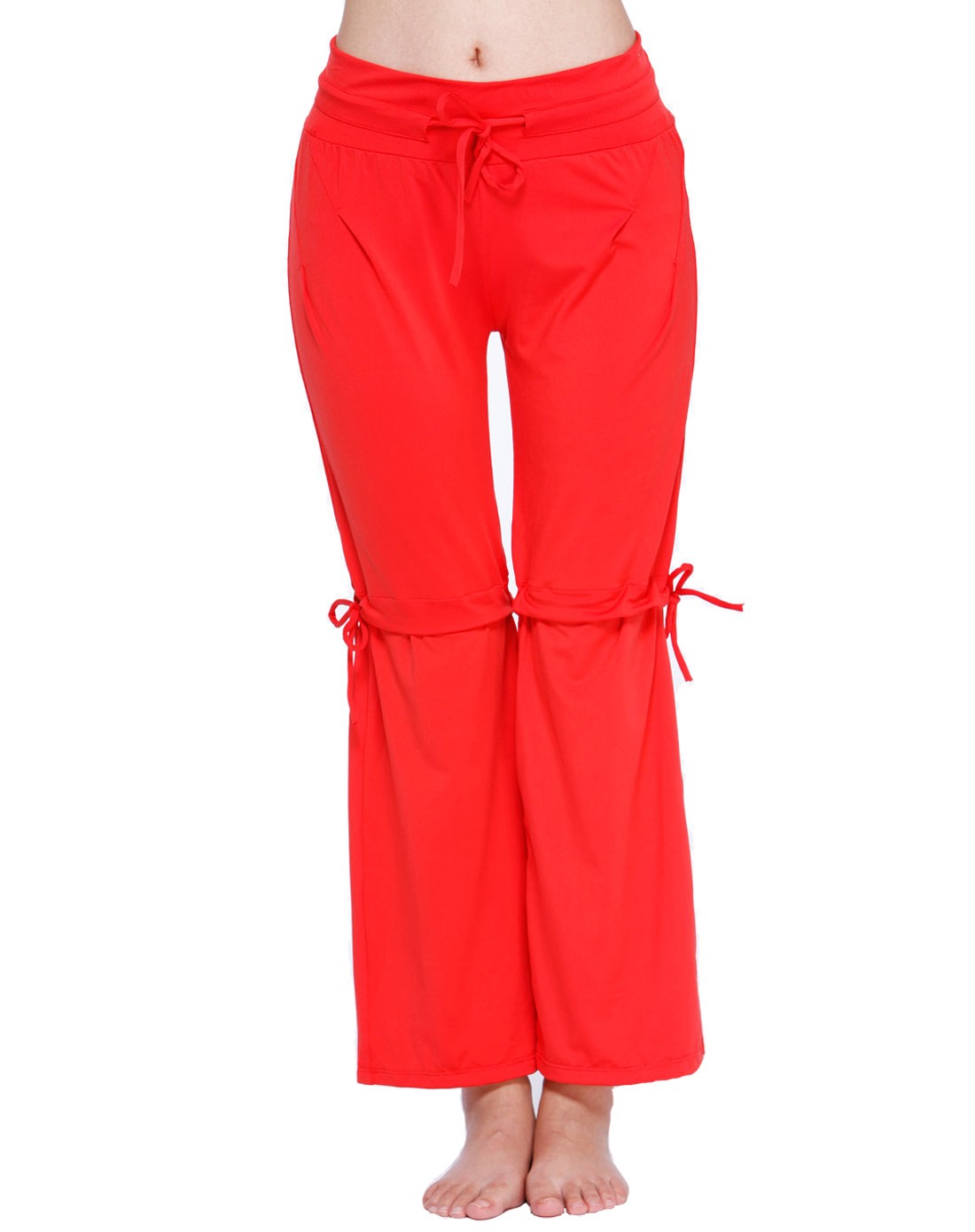 女款瓜红色瑜伽长裤 时尚弹性松紧带