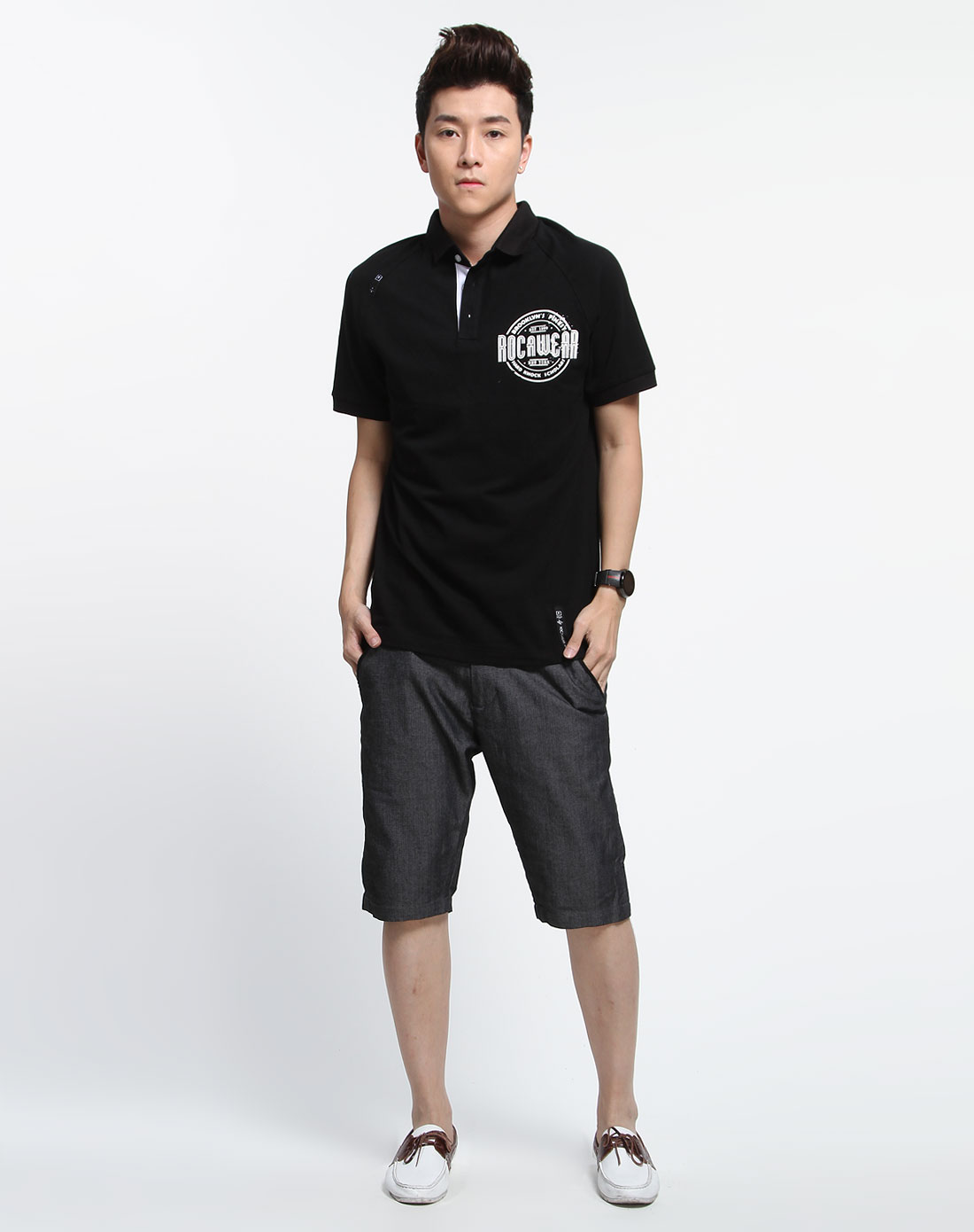男款黑色短袖polo衫