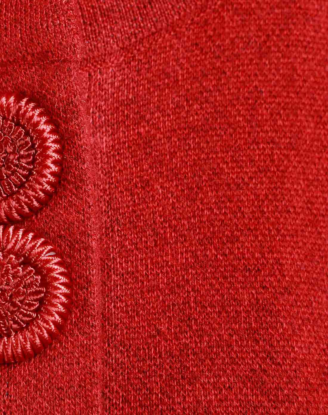 女款枣红/中灰色织花中袖针织开衫