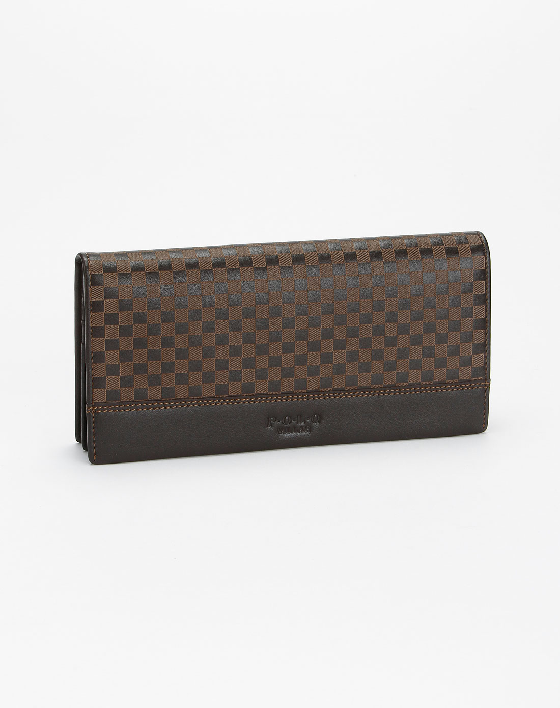 保罗威特polo villae配件专场 男款深咖啡色格纹长款钱包