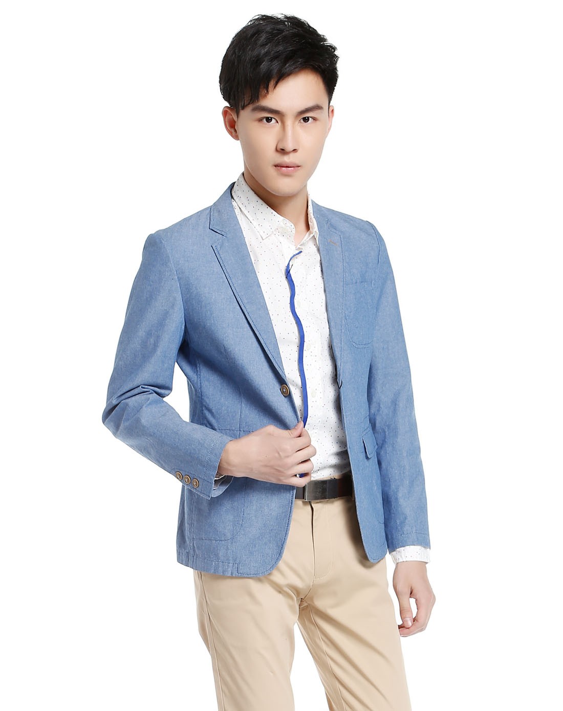 grsaga蓝色休闲百搭长袖西装w21411370g_唯品会