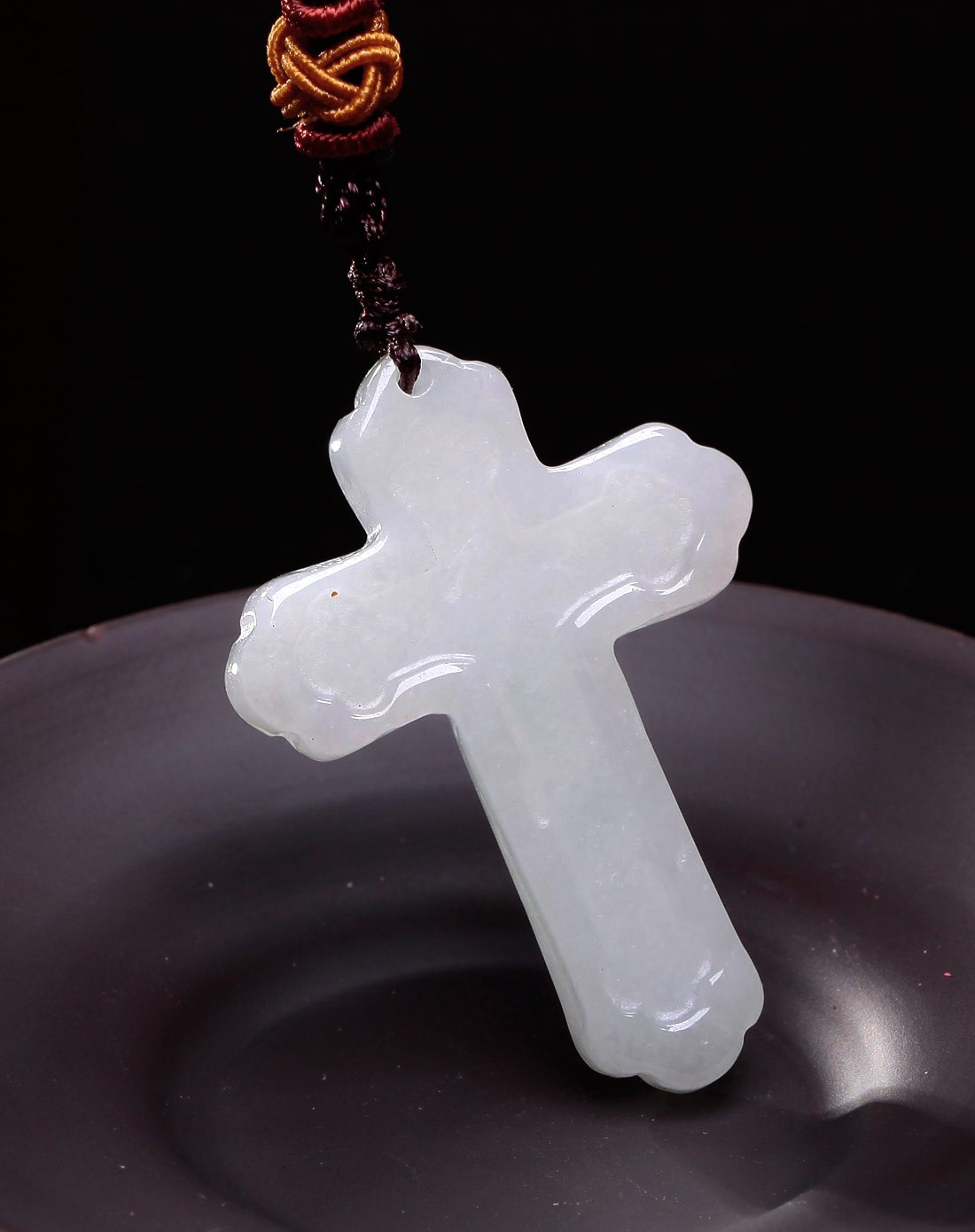 英瑞珠宝玉器专场 天然a货翡翠糯种十字架吊坠