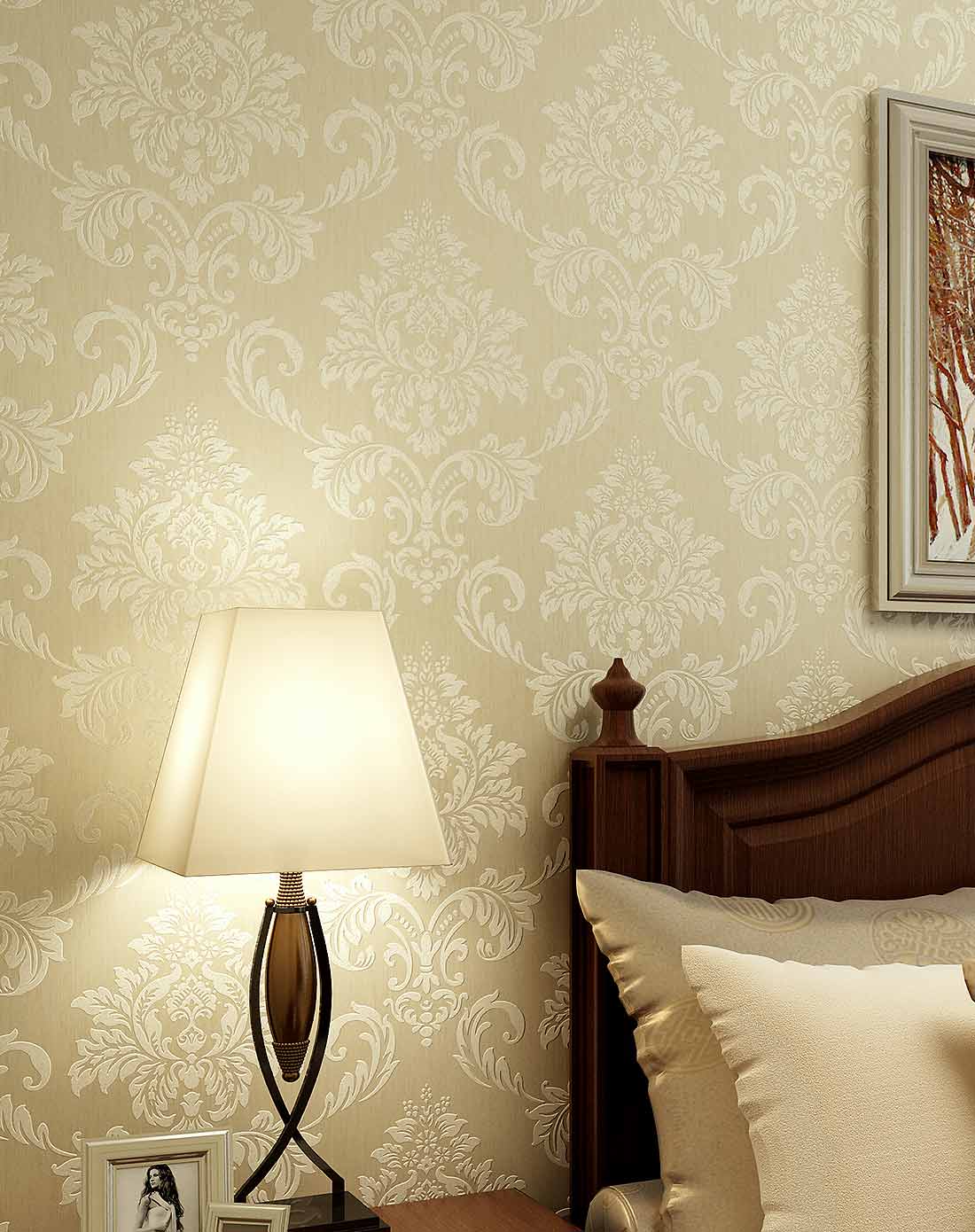 旗航壁纸 大马士革欧式墙纸 背景墙壁纸