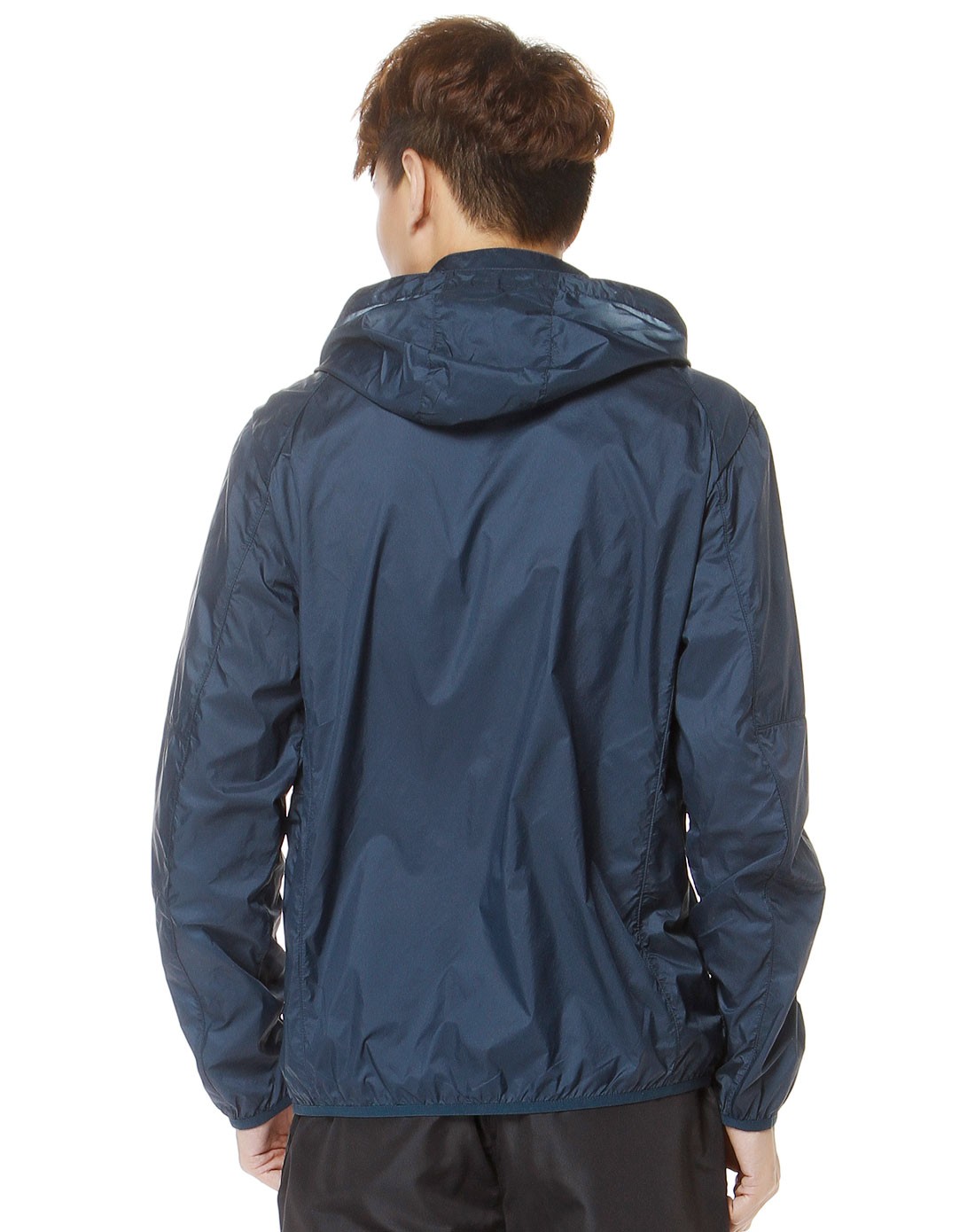 男款藏青色连帽梭织超轻长袖皮肤衣 舒适潮流