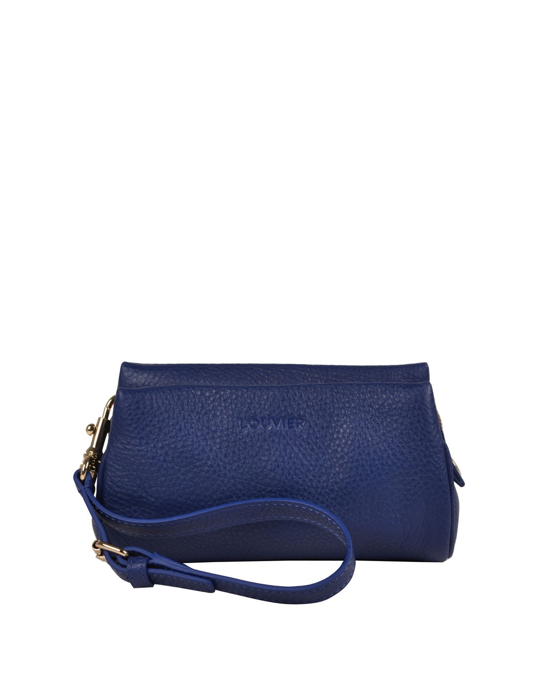 louvier 女款深蓝色头层牛皮手腕包