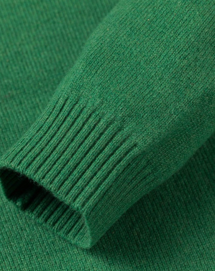 女士香草绿圆领羊绒衫