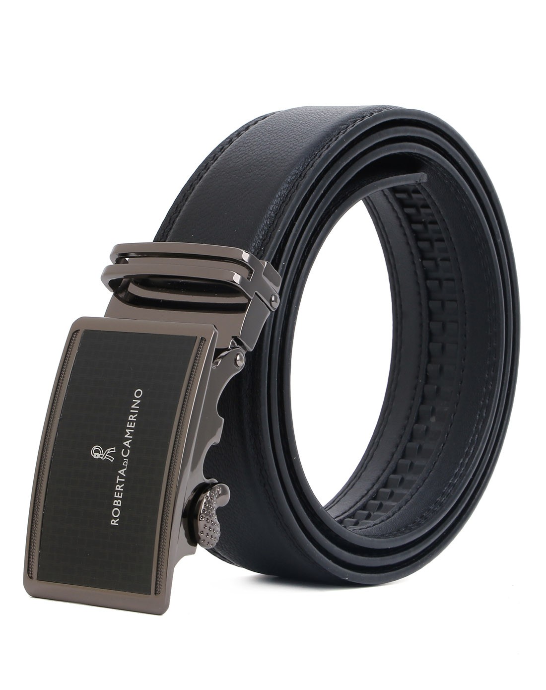 男款黑色经典牛皮自动扣皮带