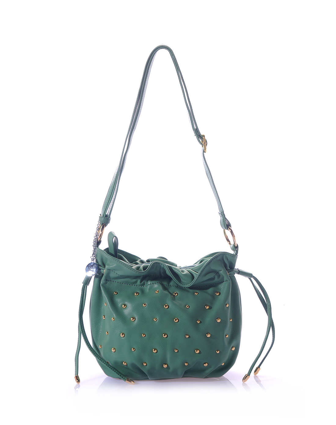 女款绿色日式荷叶柳钉斜挎包