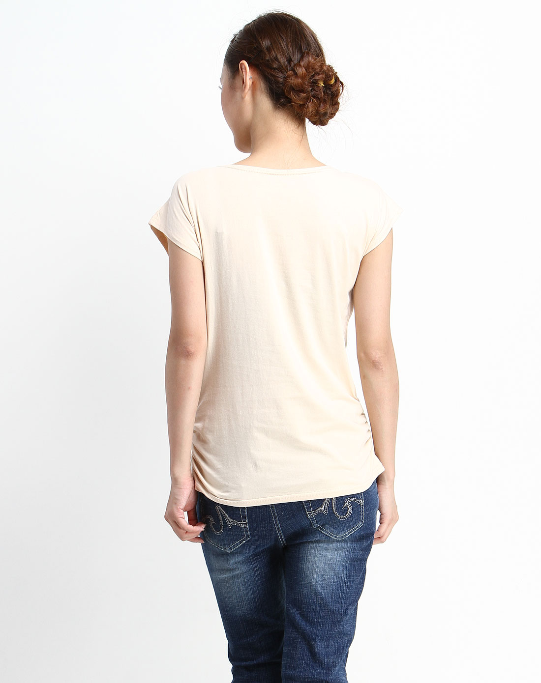 米色短袖时尚t恤
