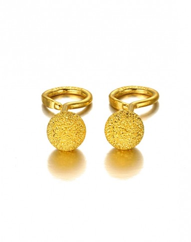 千足金黄金耳饰 喷砂耳钉