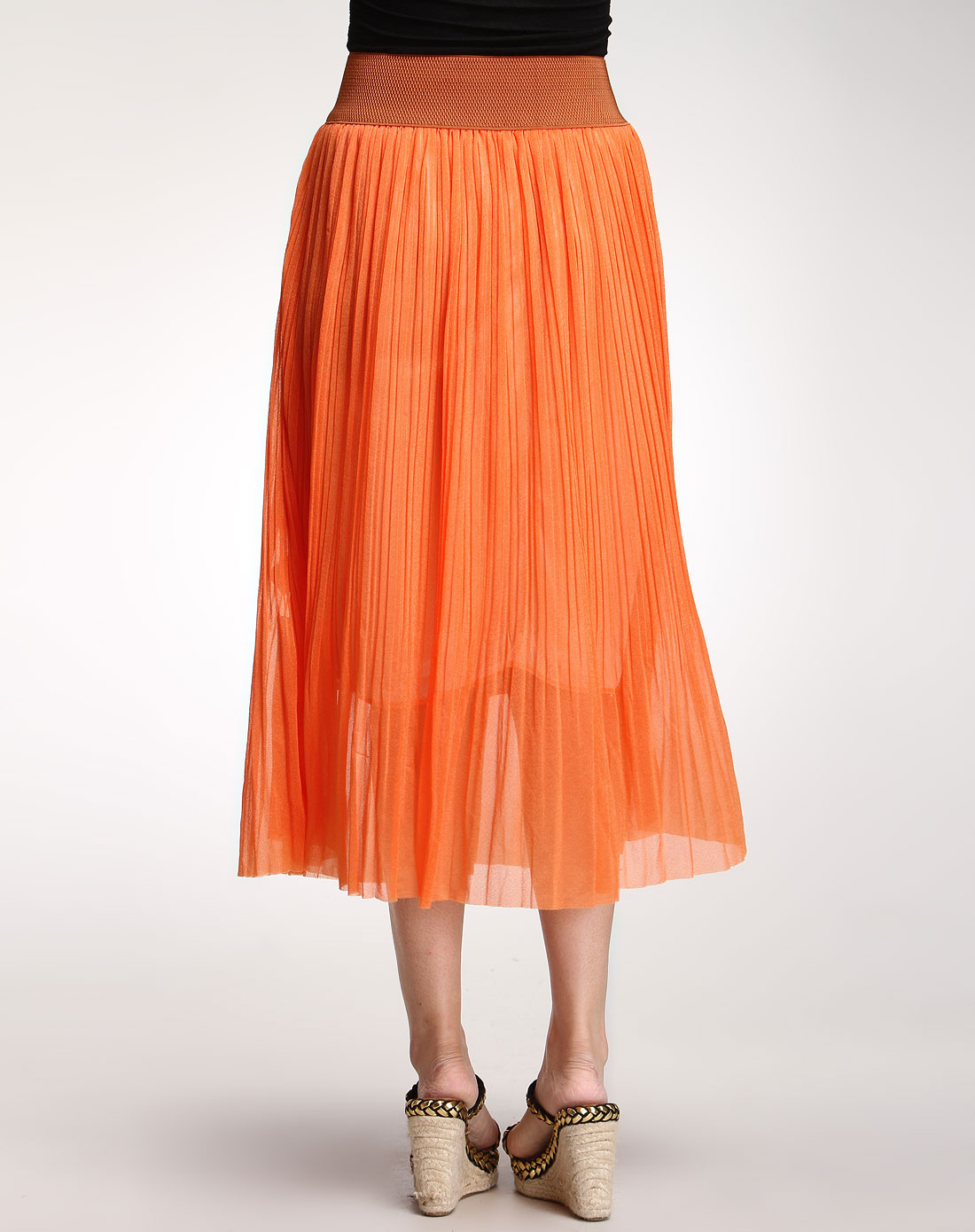 橙色时尚个性长裙