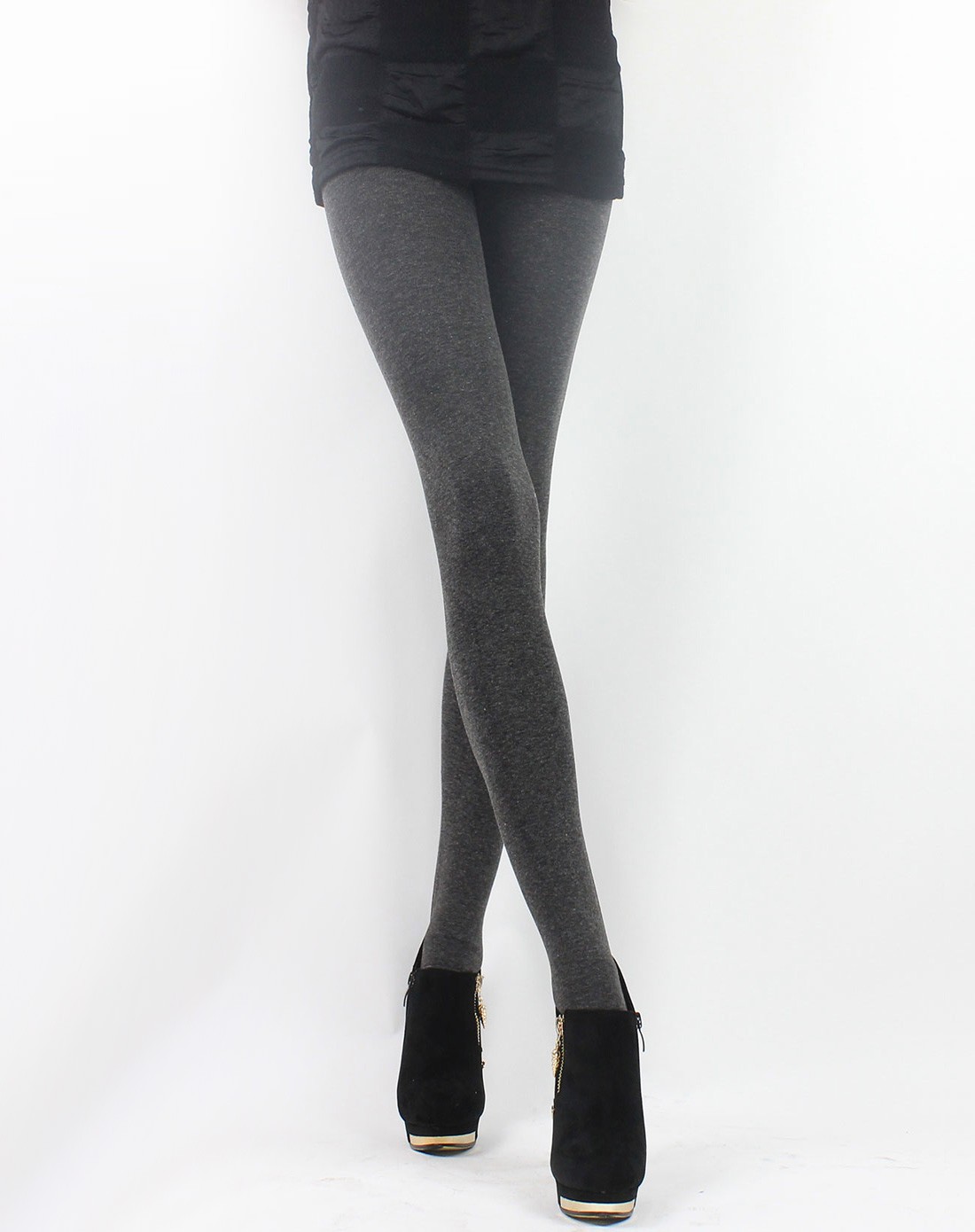 300d深灰色棉纱美腿连裤袜两双装