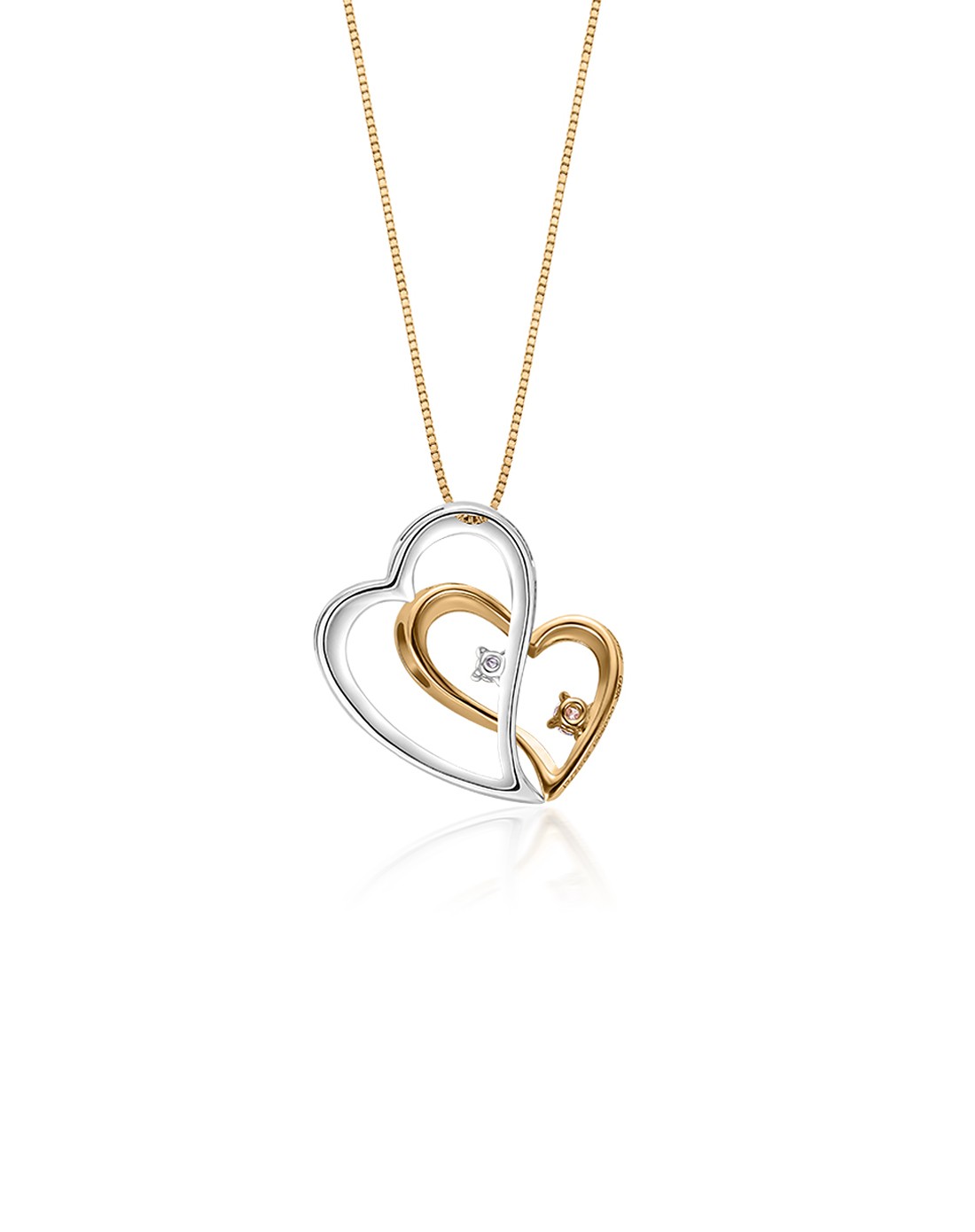 双心彩18k金钻书吊坠