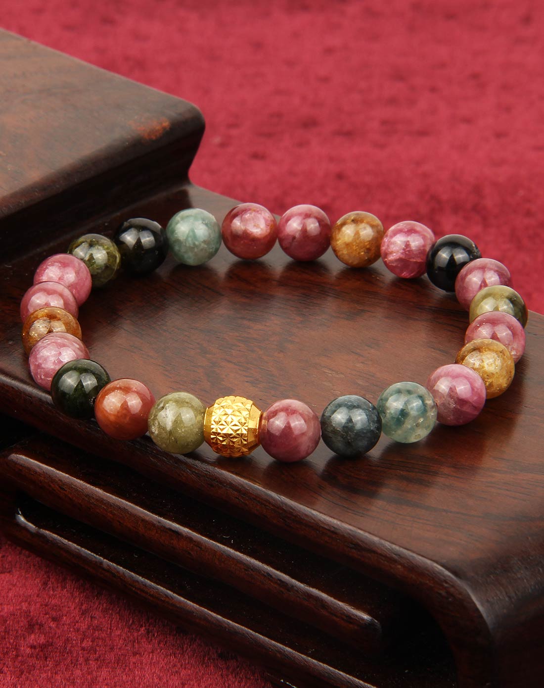 翠绿新品 999黄金转运碧玺经典手串