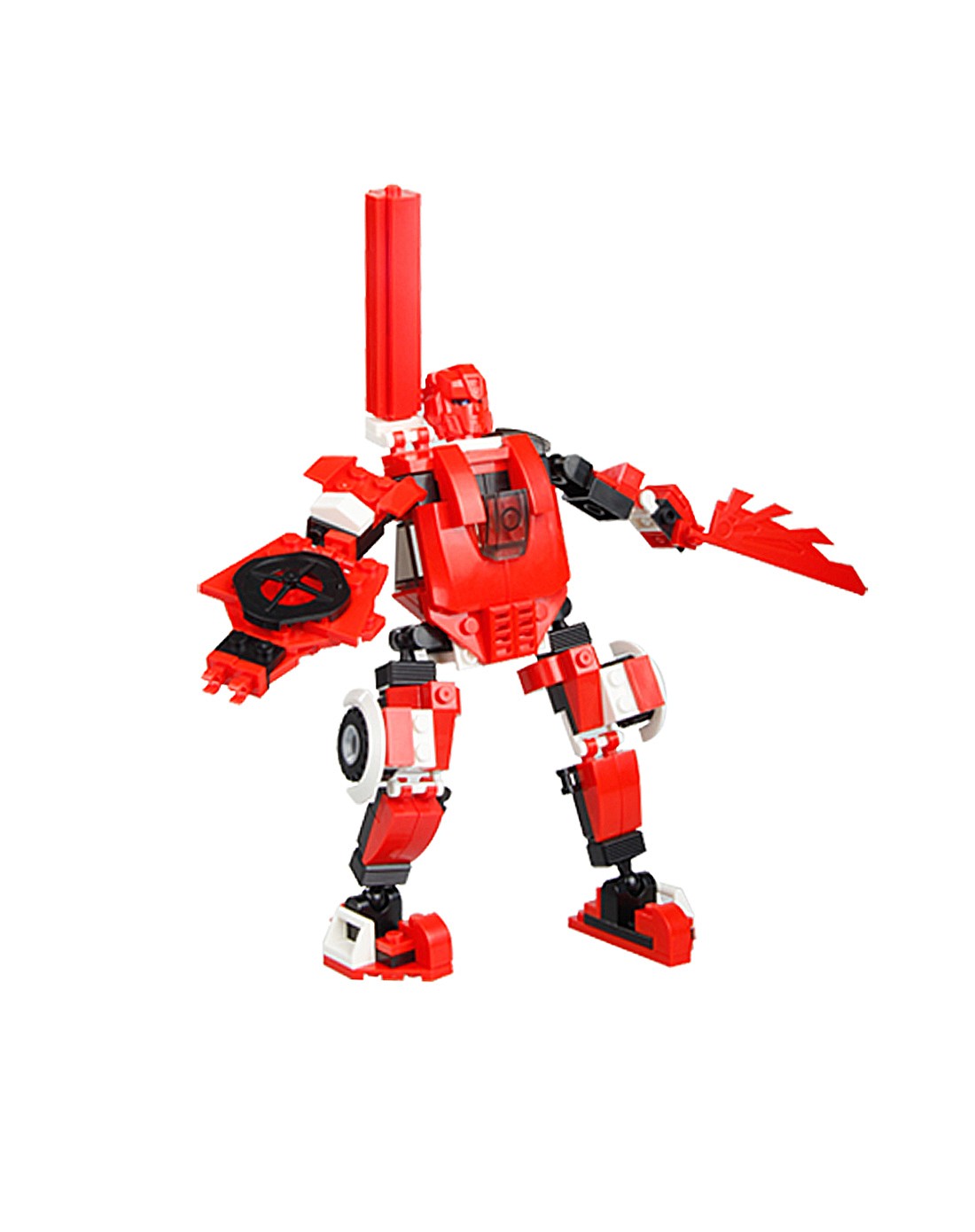 syma 乐高式积木变形机器人红色战车