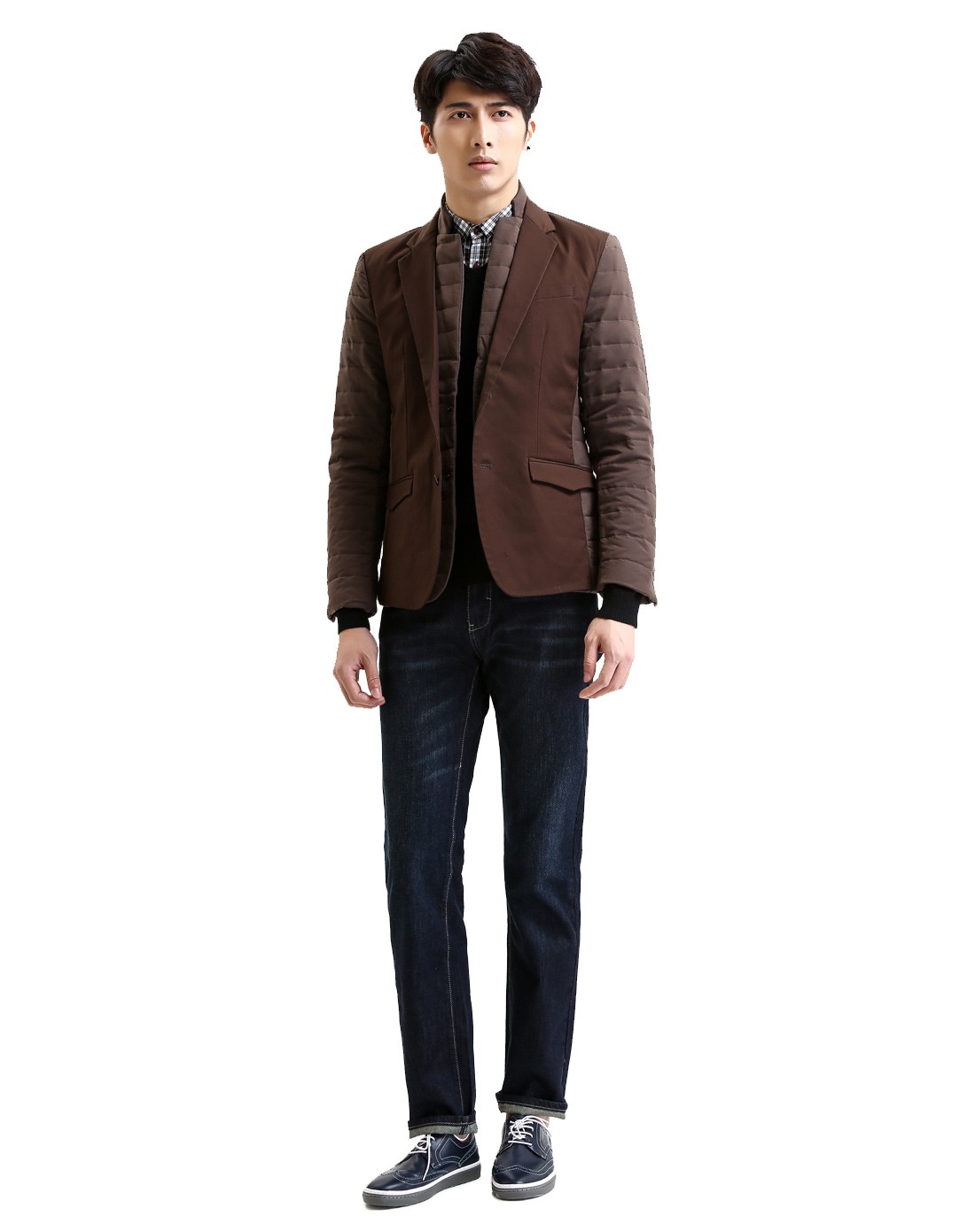 阿恩蓝拓 alt fine ism男款深咖啡色合体羽绒西装dl31090119cf003