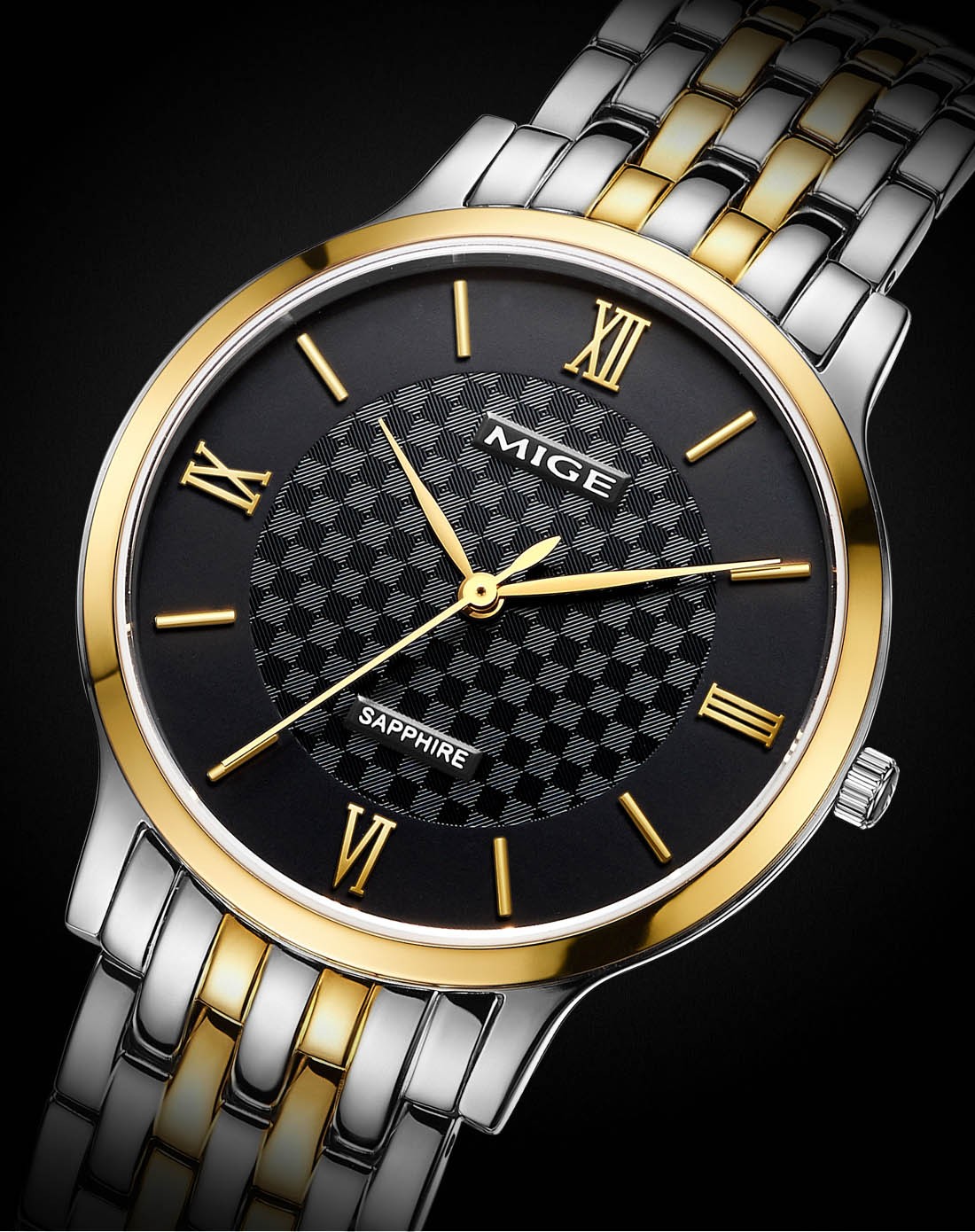 米格男款黑色经典复古石英表sh3326ghb_唯品会