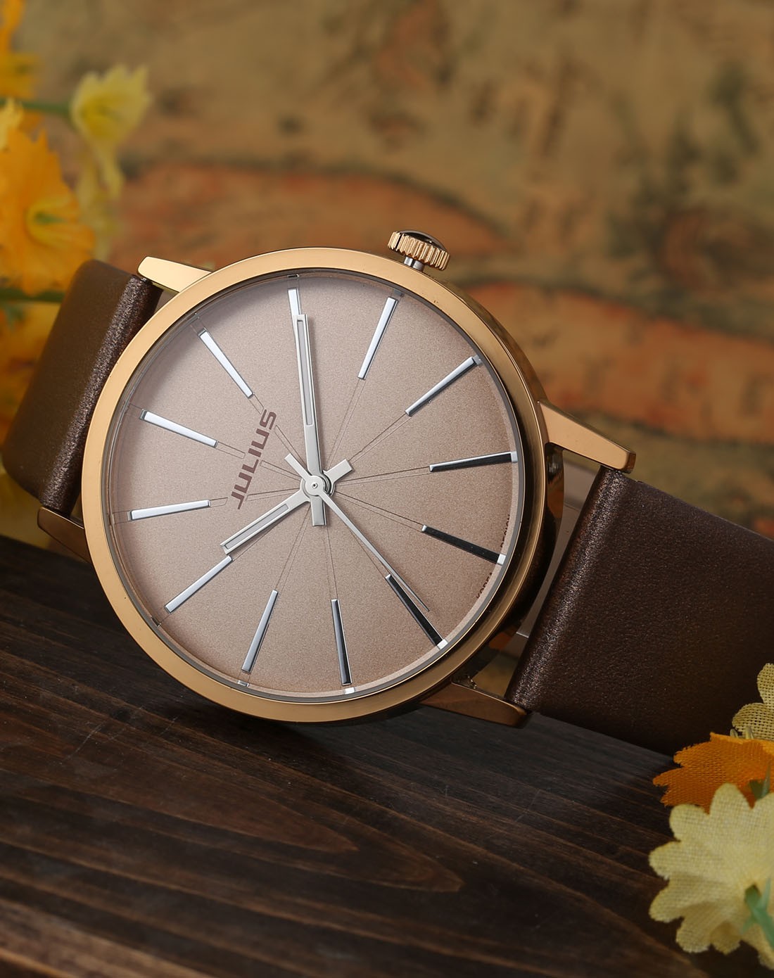 聚利时julius手表专场 > 棕色 创意恋人石英表 男表