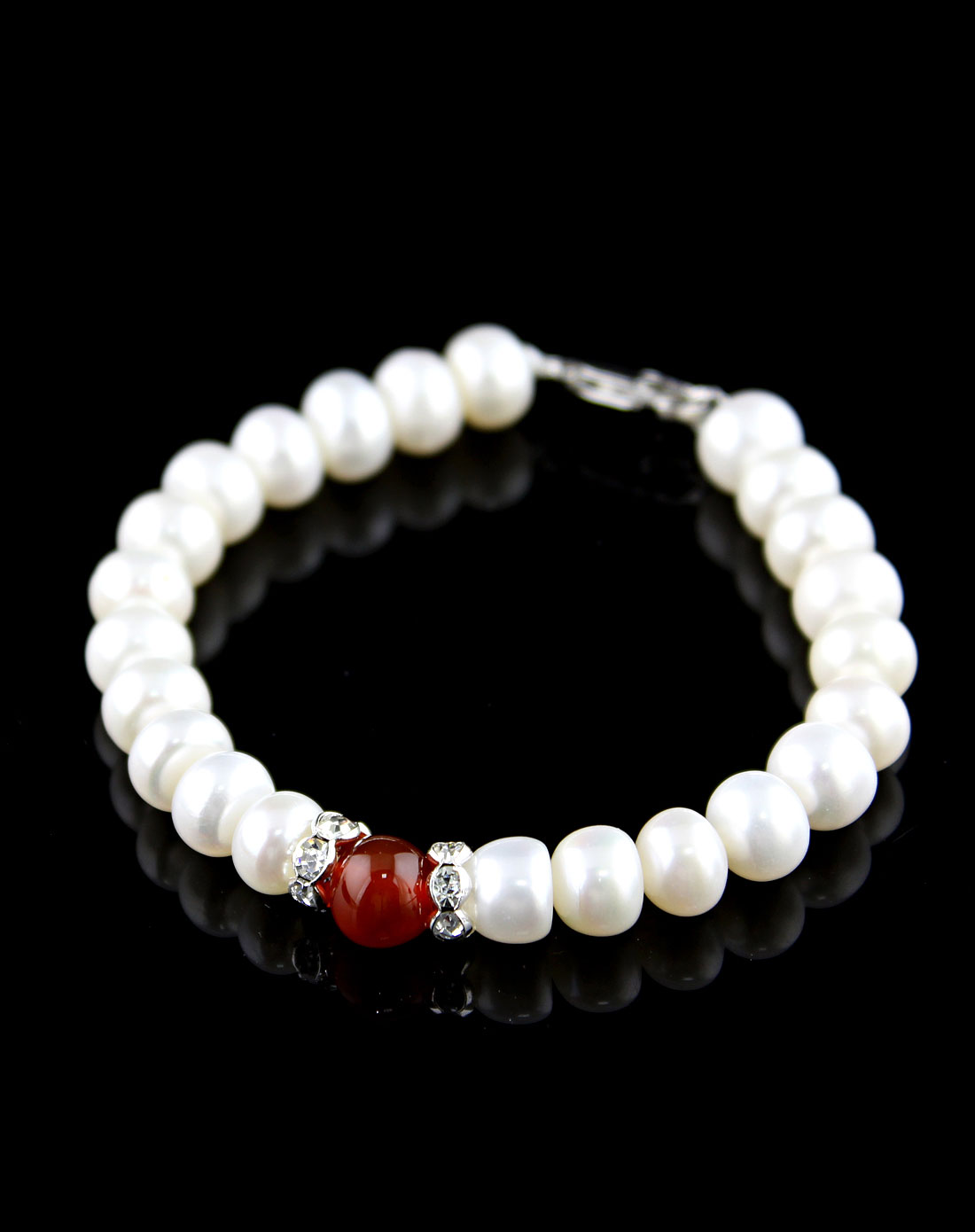 珍珠玛瑙手链(红)