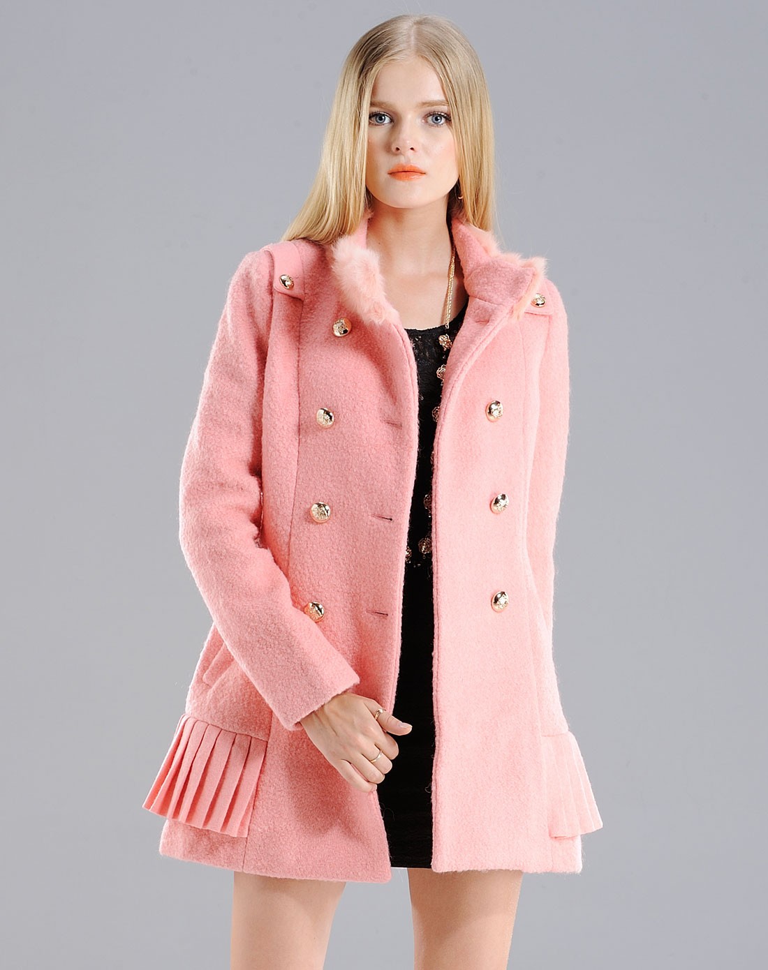 粉红色斯文气质长袖外套