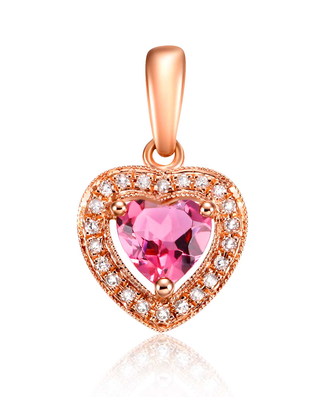 倾城之恋 18k玫瑰金碧玺心形吊坠