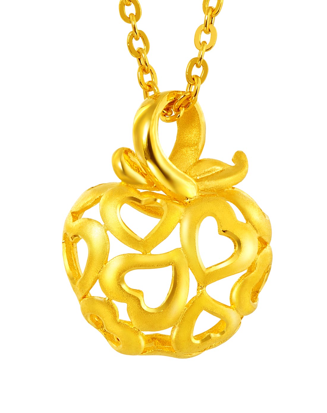 千足金平安镂空苹果黄金吊坠(计价)