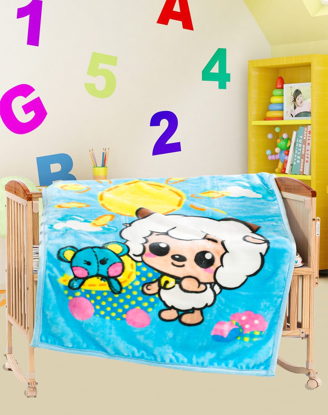 精装礼盒喜羊羊蓝色加厚多功能云毯