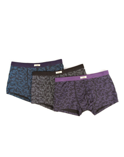 男款3条装多色舒爽印花平角内裤(颜色随机)
