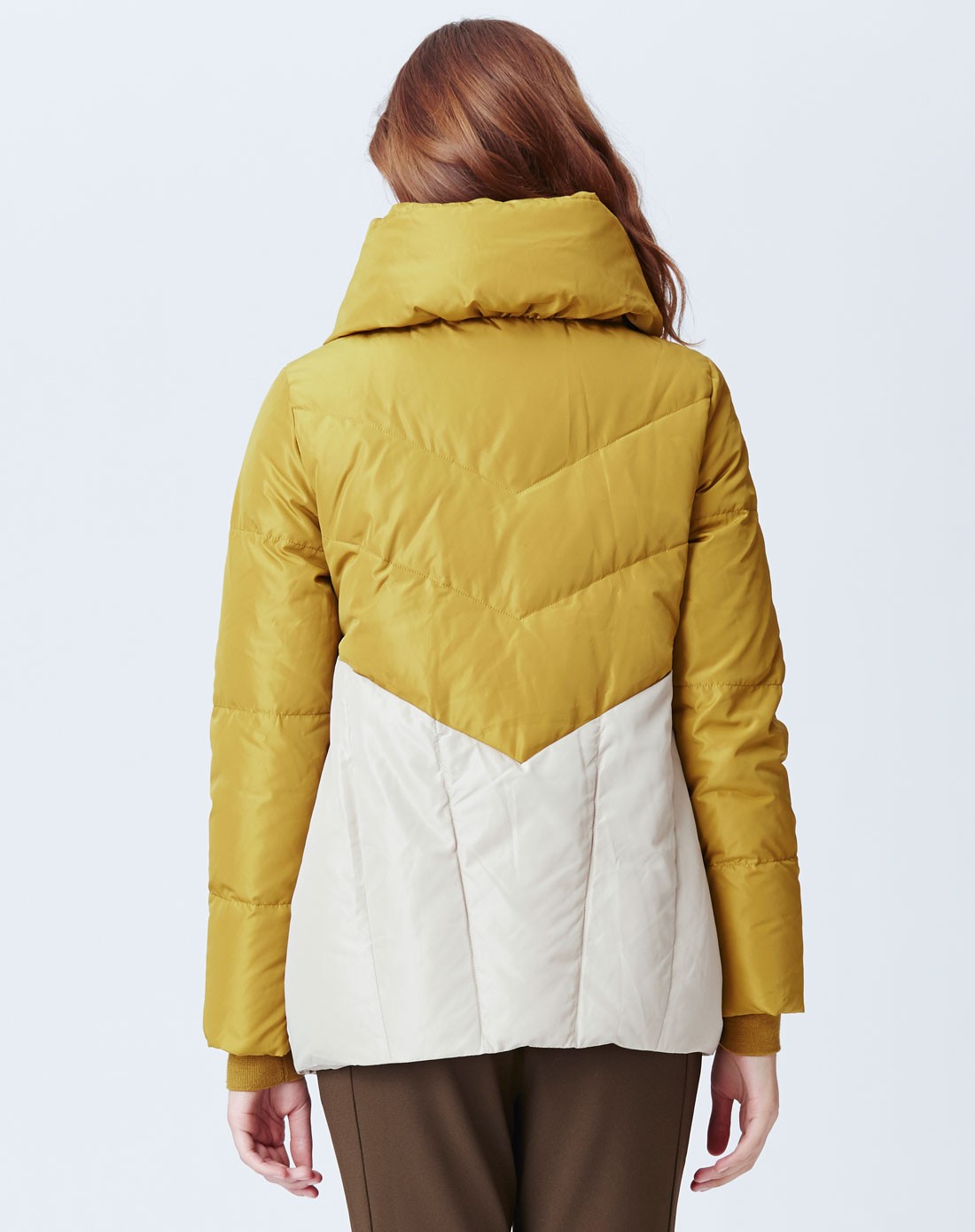settesante女款黄白拼接羽绒服sta5fyl0652_唯品会