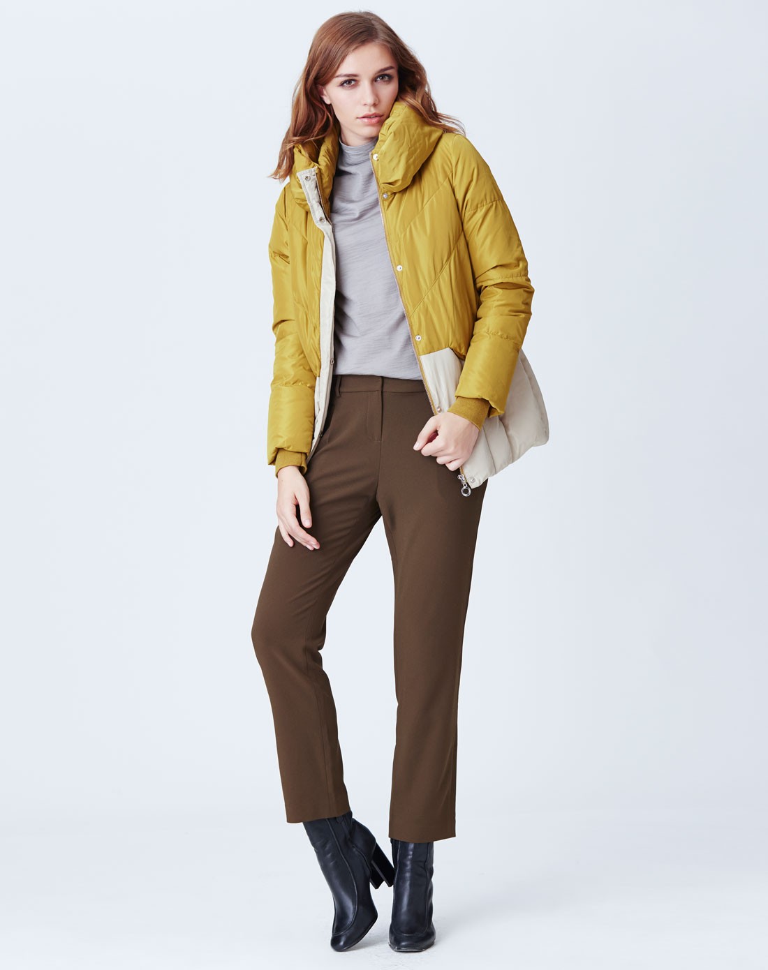 settesante女款黄白拼接羽绒服sta5fyl0652_唯品会