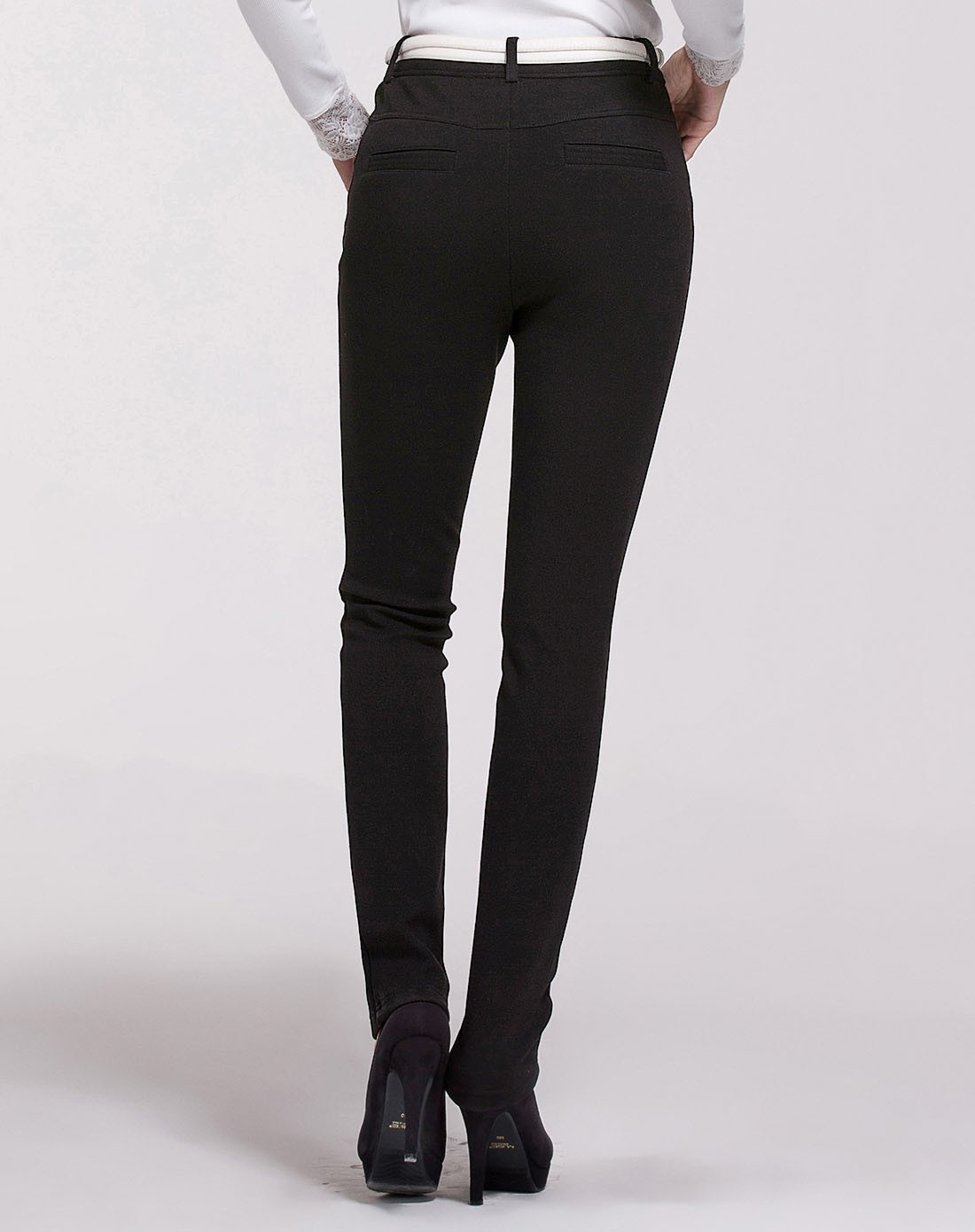 黑色保暖黄金绒休闲小脚长裤