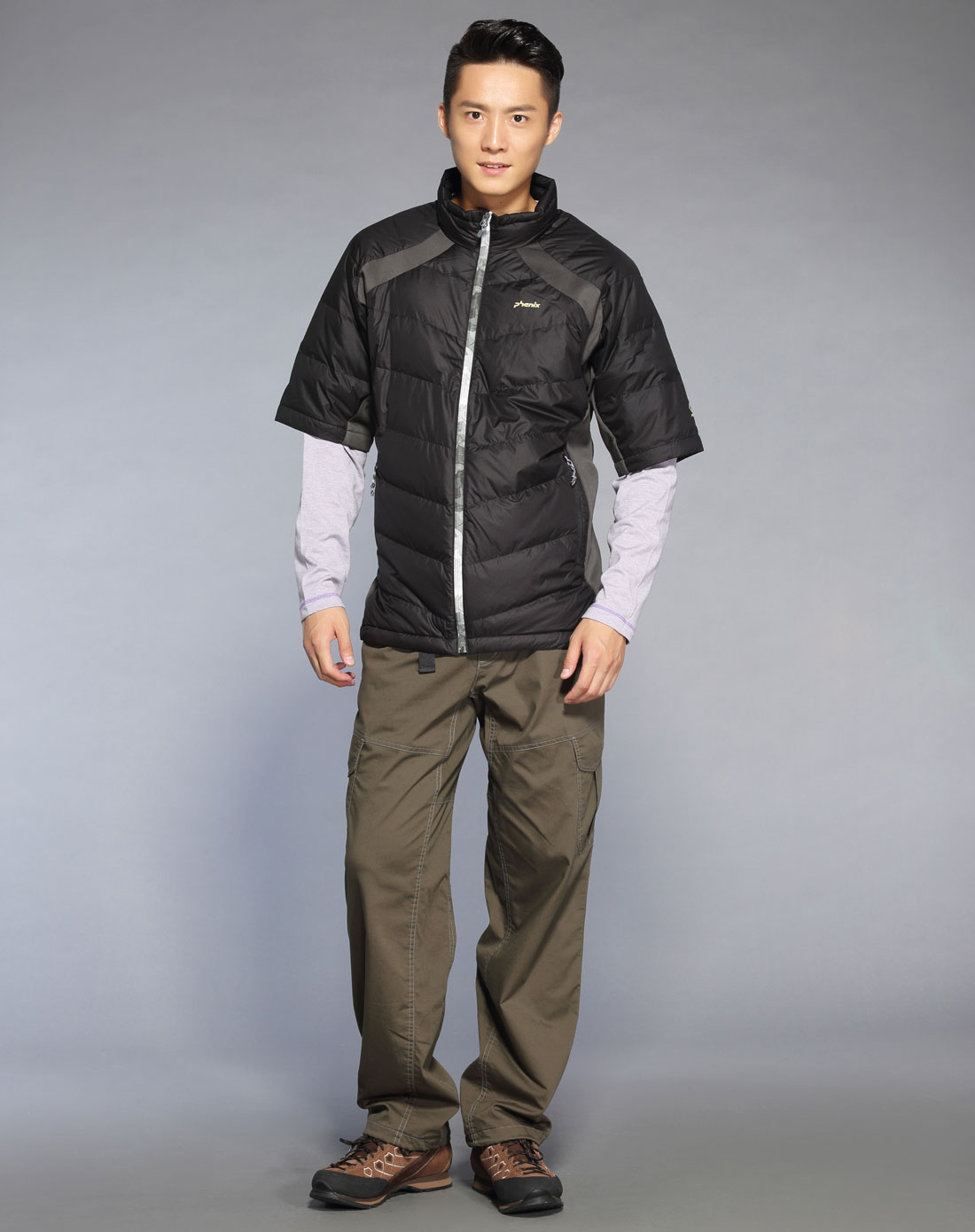 男款黑色半袖羽绒服