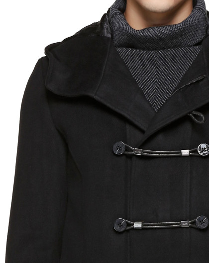 blackgateone67黑色连帽潮流时尚长袖大衣b10904099_唯品会