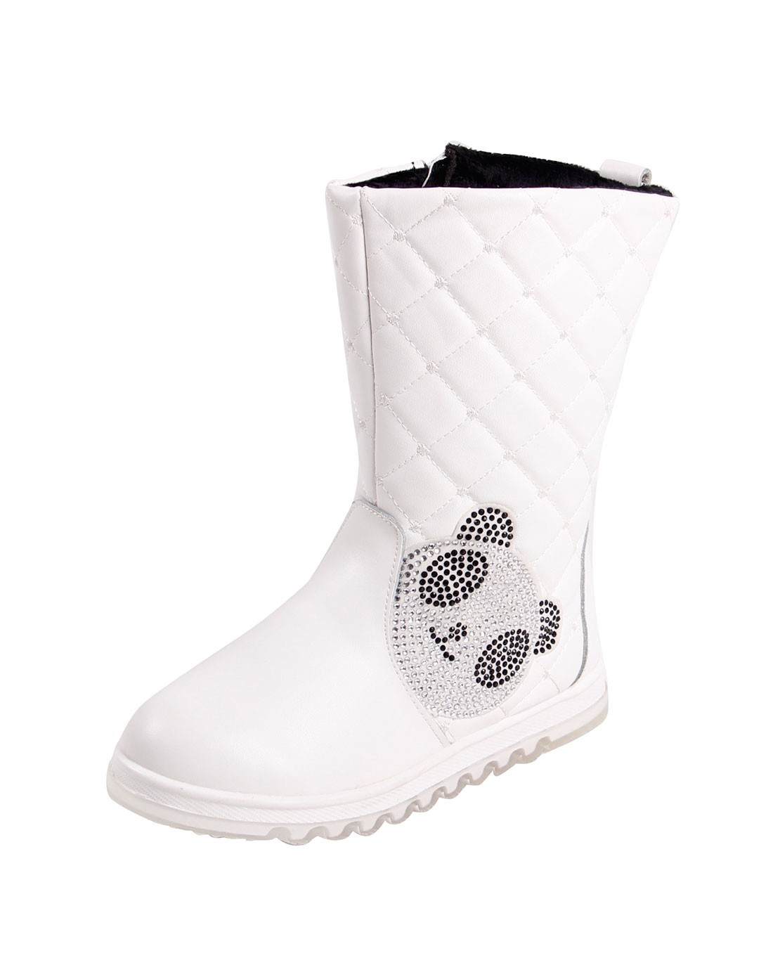 女中童白色真皮雪地靴