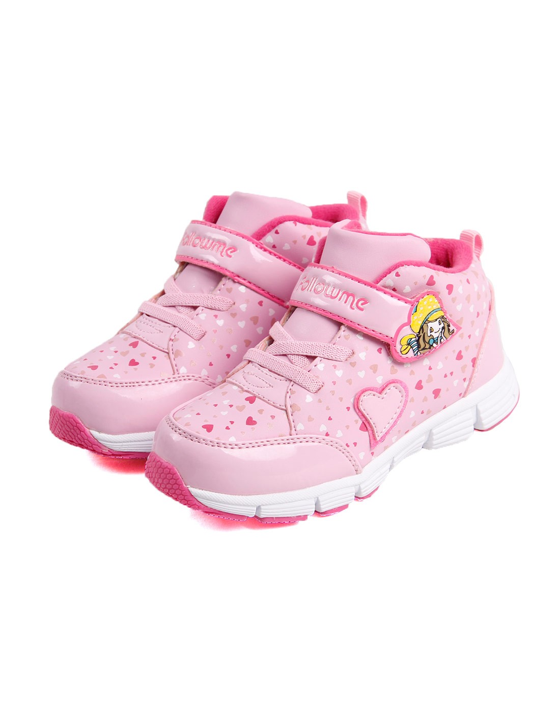 富罗迷follow me童装童鞋专场-女童粉红保暖运动鞋