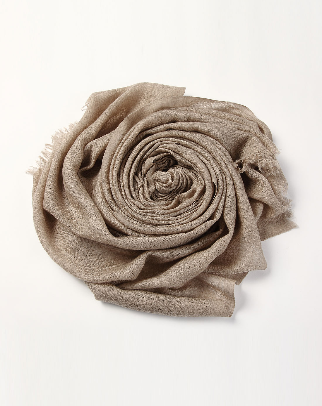 男士浅驼色丝光羊毛提花围巾