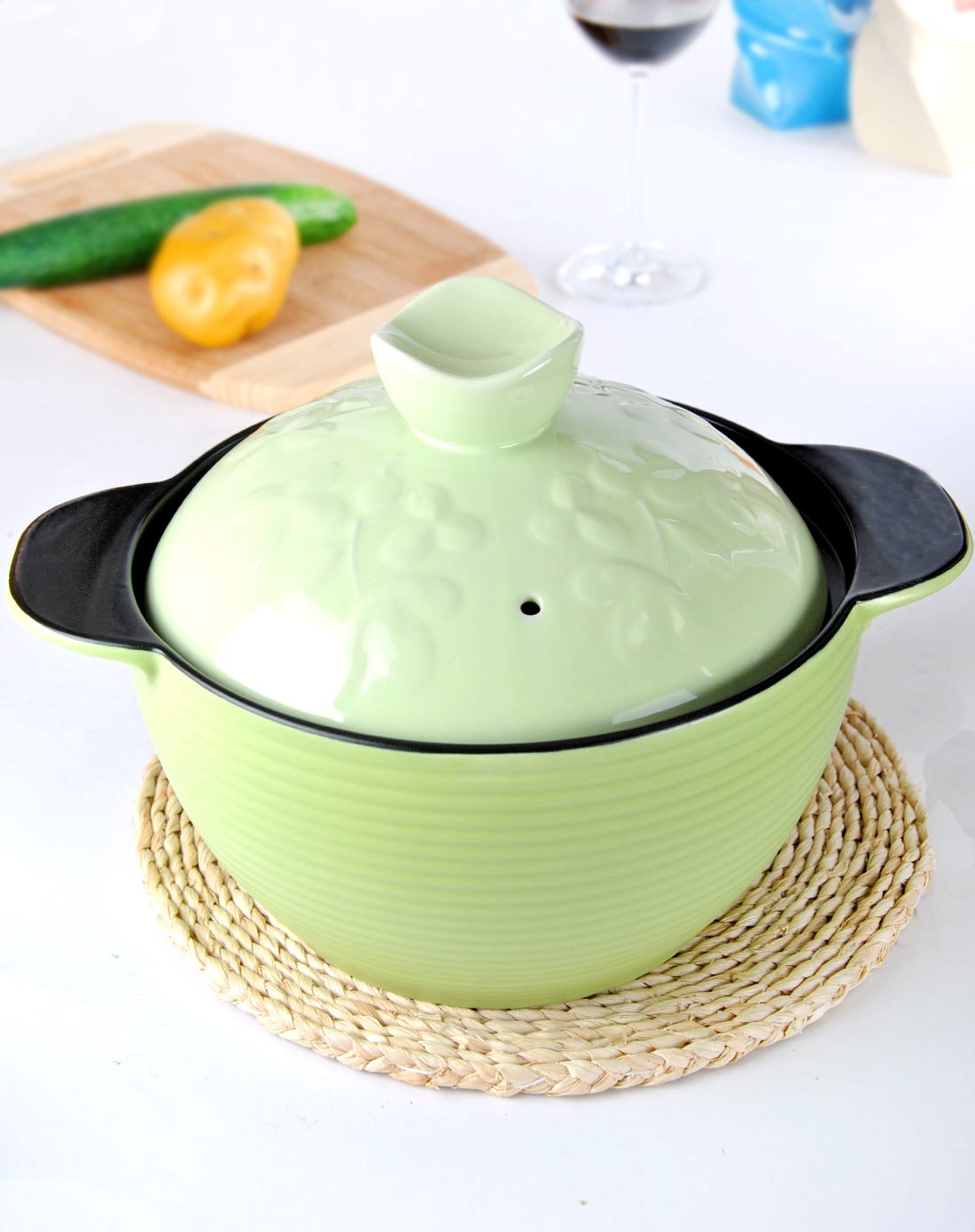 奢尚厨具名品混合移动端专场 樱之歌 2.8l日式陶瓷直烧锅(绿)