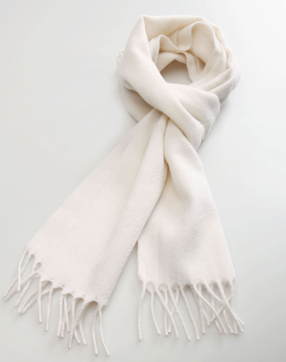 中性白色羊绒围巾纯色百搭