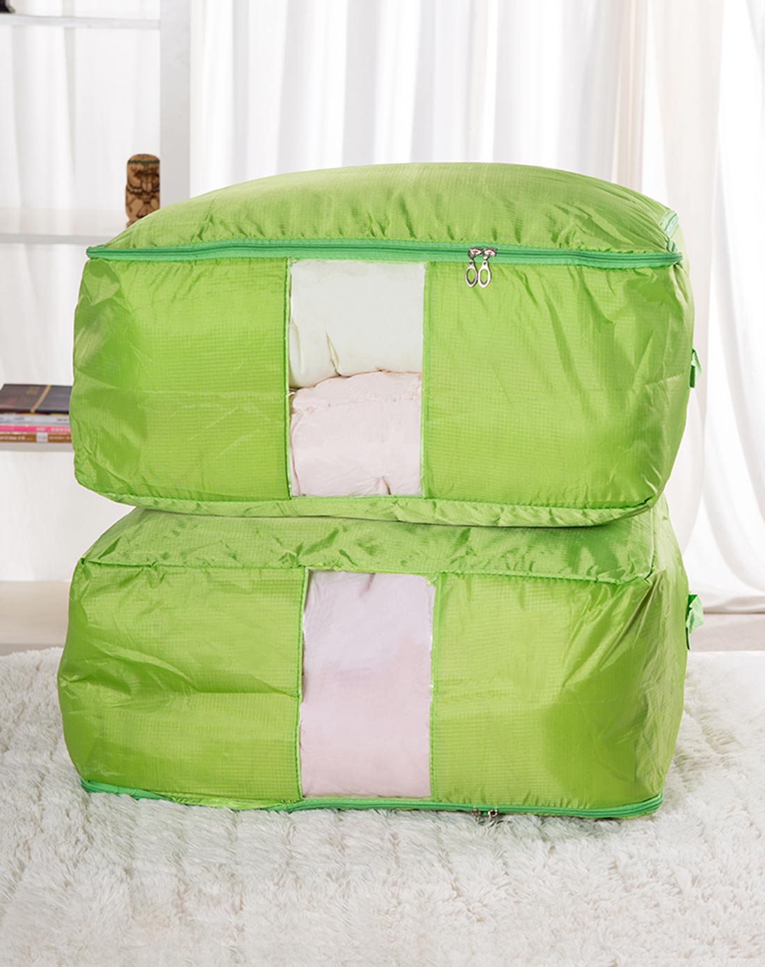 可水洗牛津布棉被袋收纳袋大号2个装果绿