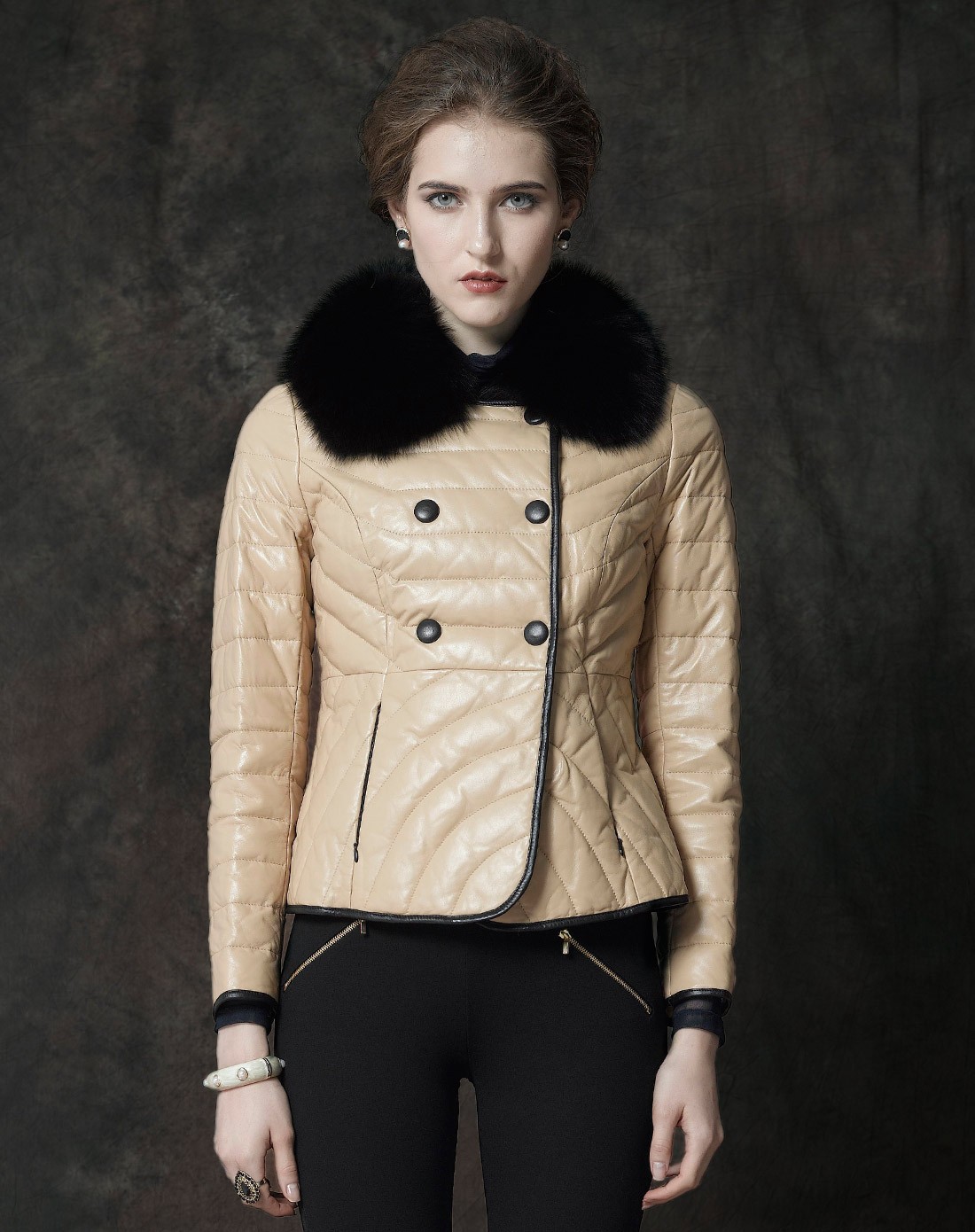 sovogue女士皮草专场米色长袖修身绵羊皮皮衣sgp1373331_唯品会